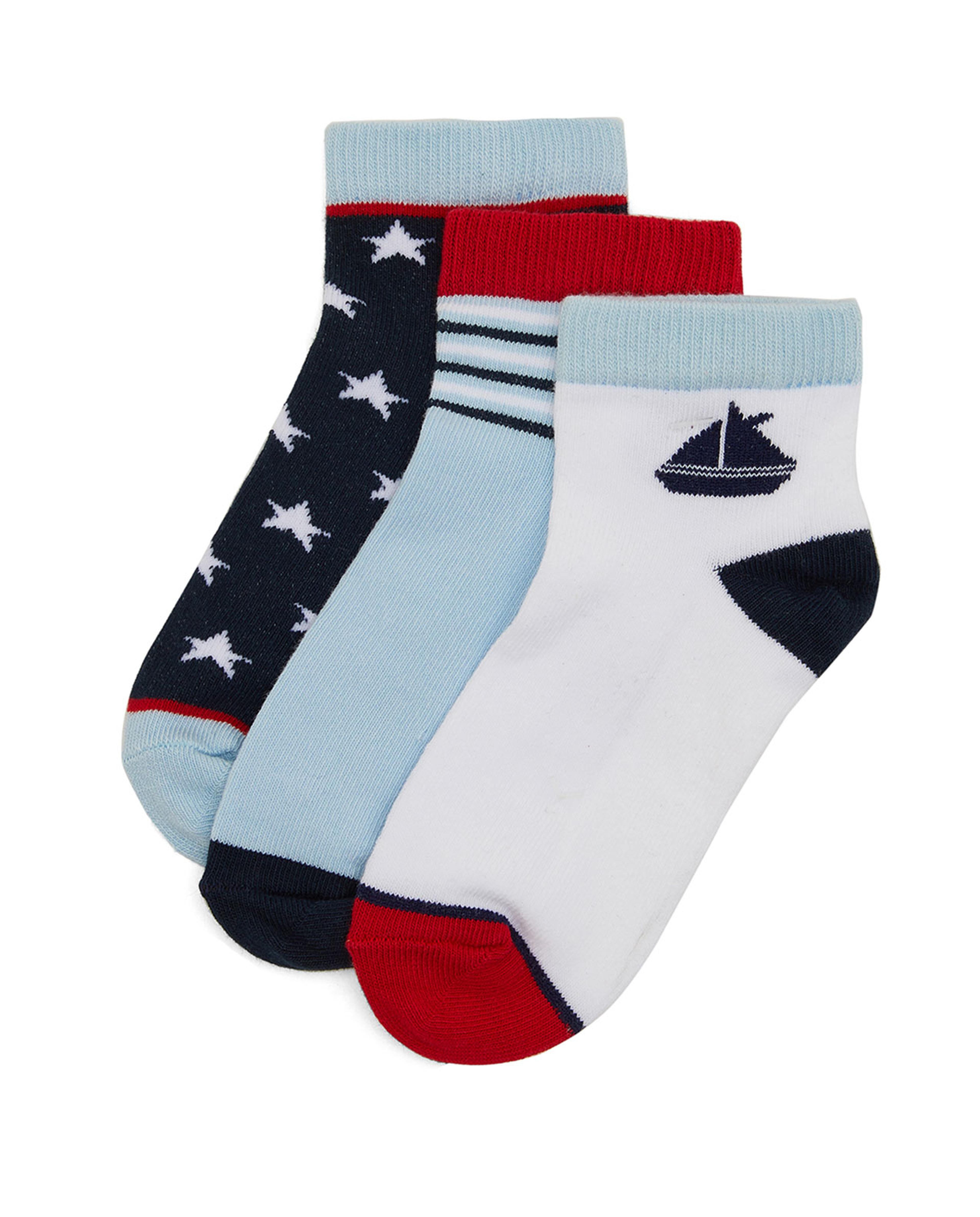 Pack of 3 Patterned Ankle Socks