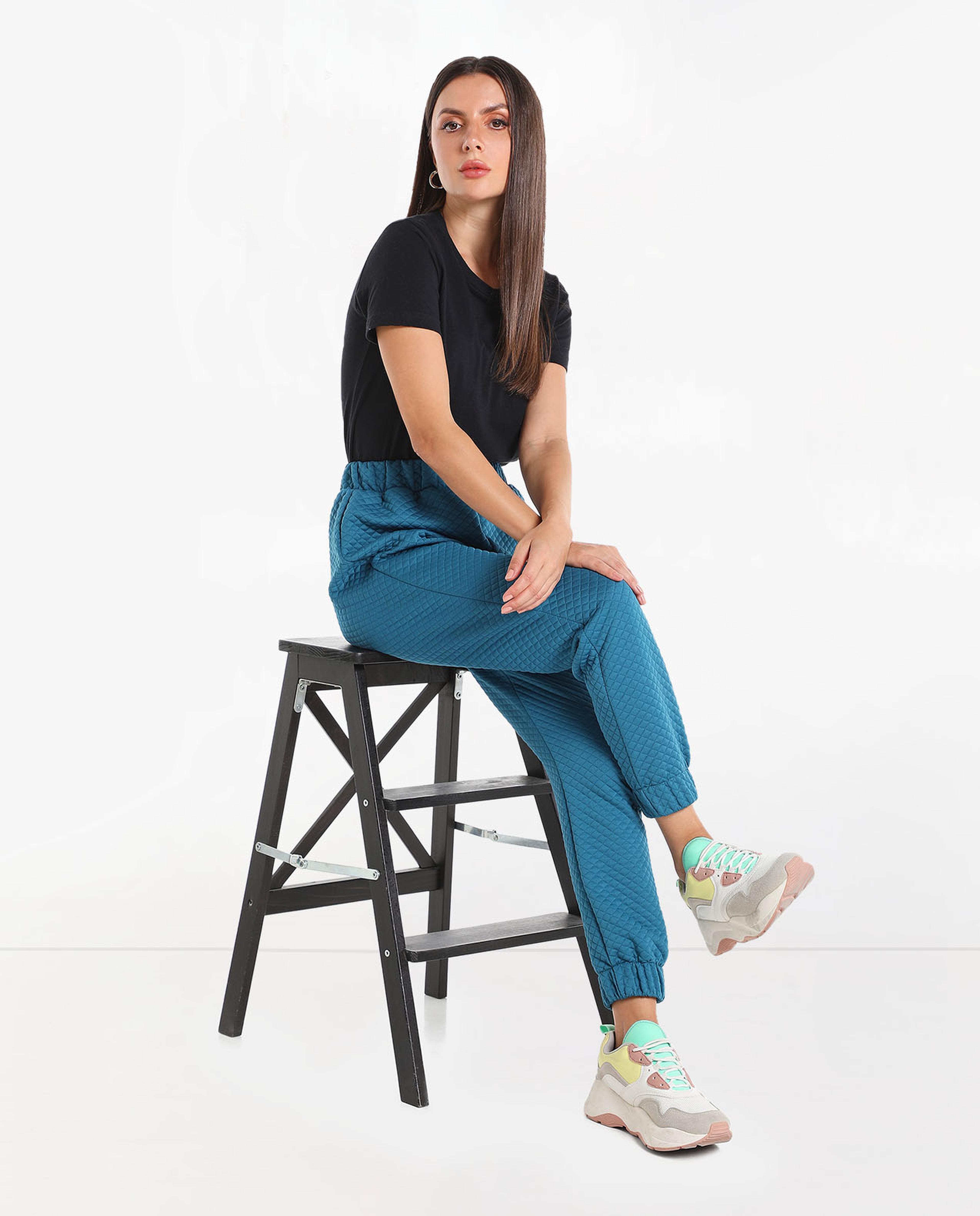 Self Knitted Jogger Style Pants with Elasticated Waist