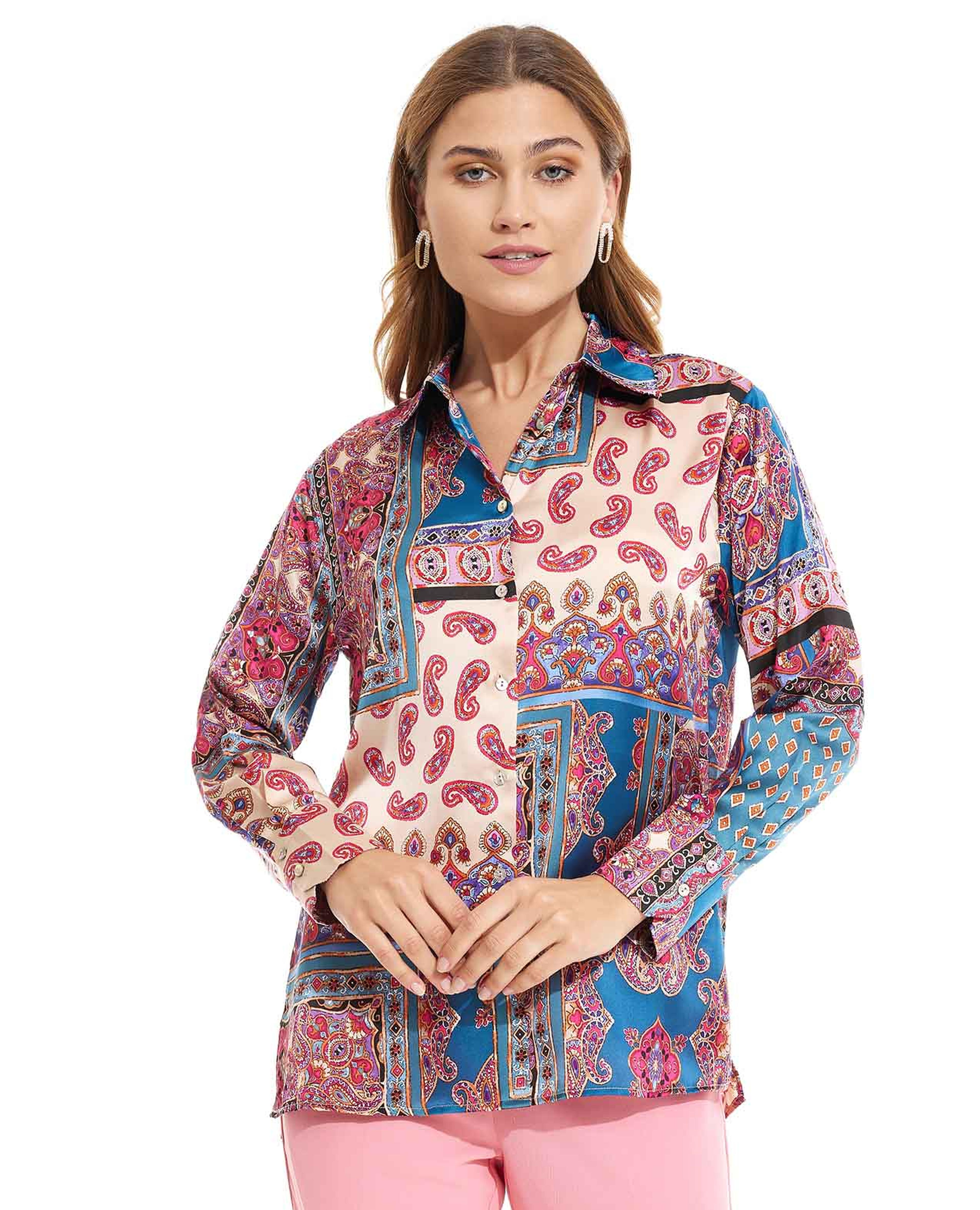 قميص بياقة كلاسيكية وأكمام طويلة