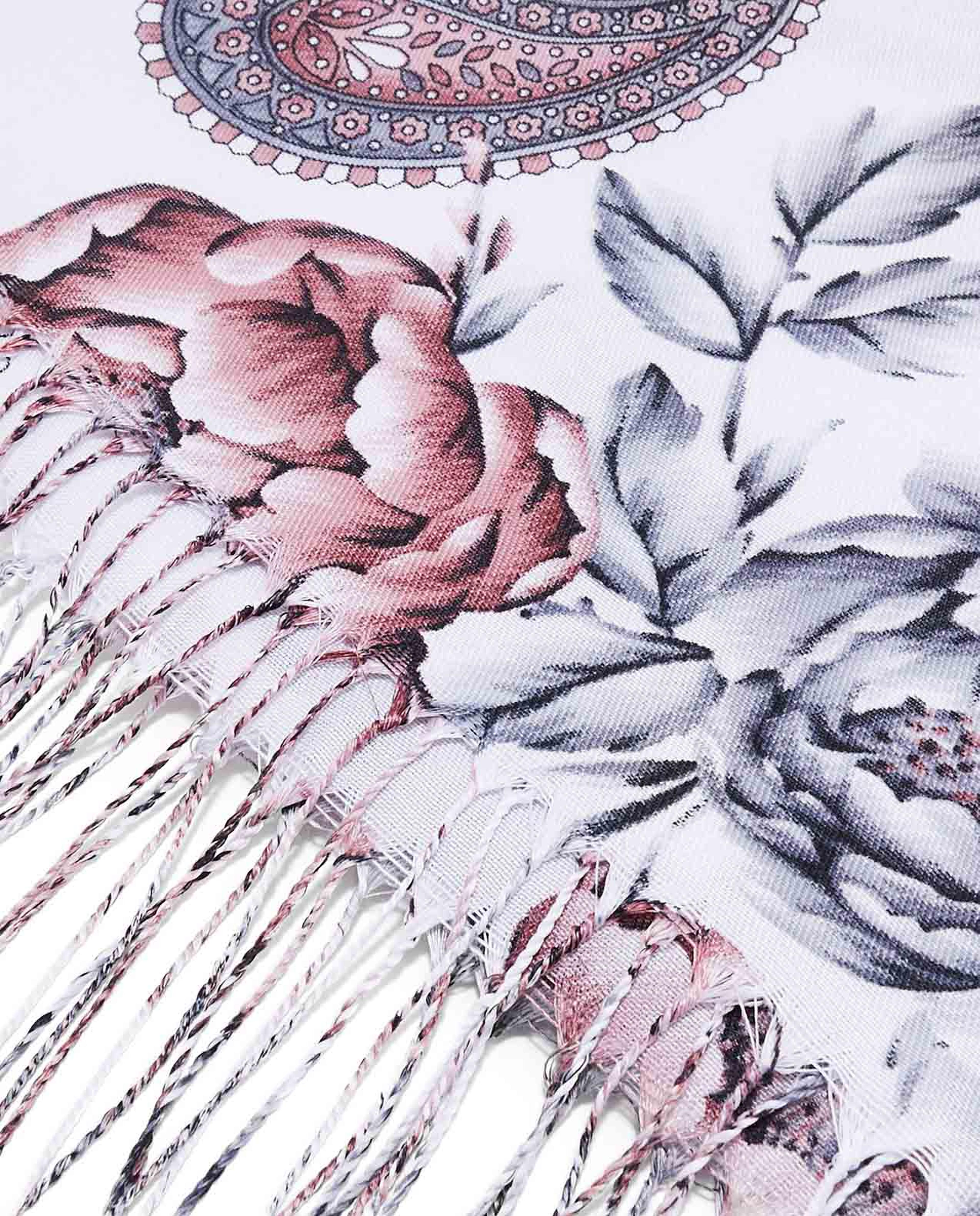 Paisley Print Scarf with Fringes