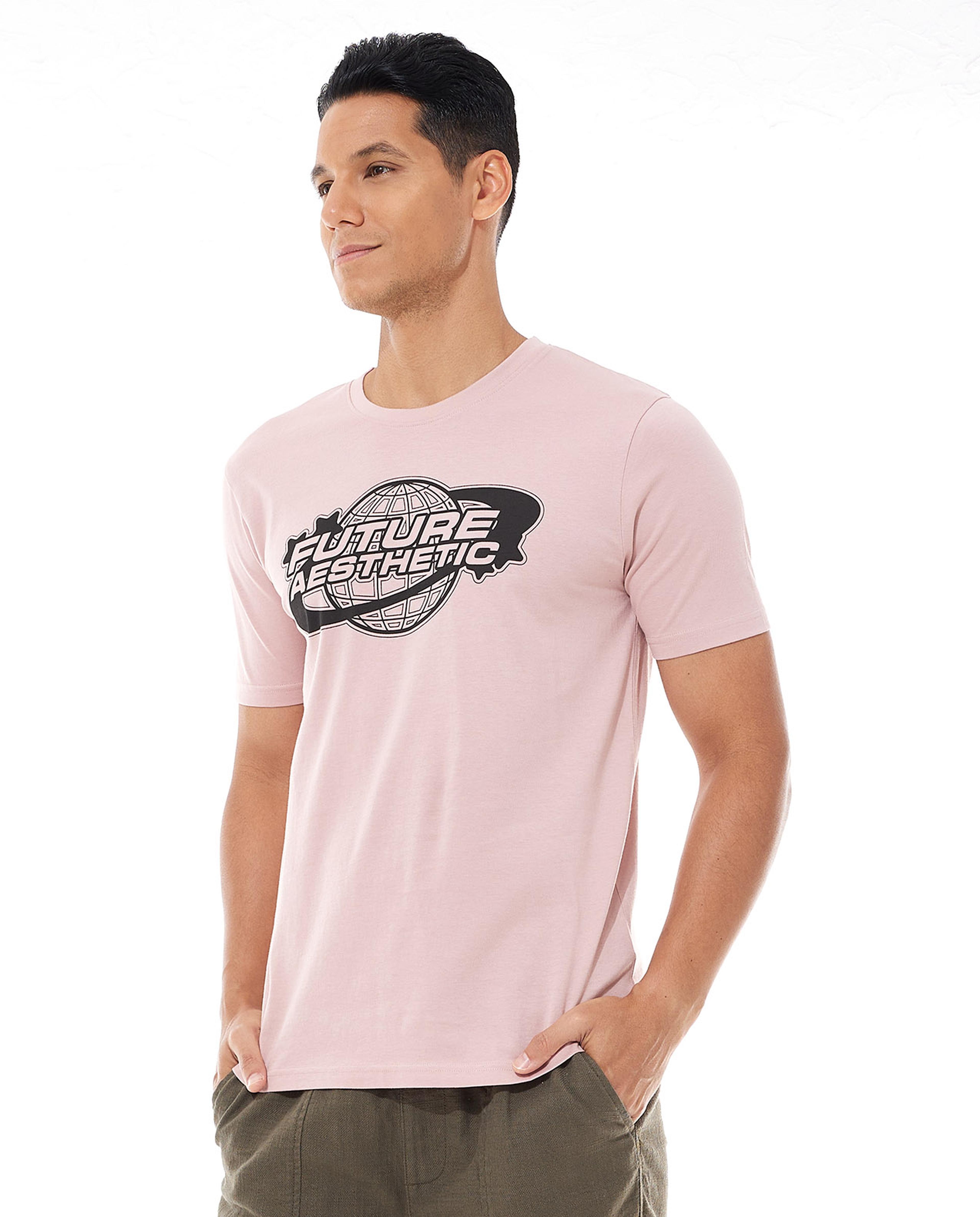 تيشيرت بولو بأكمام قصيرة ورقبة مستديرة وطبعة جرافيك