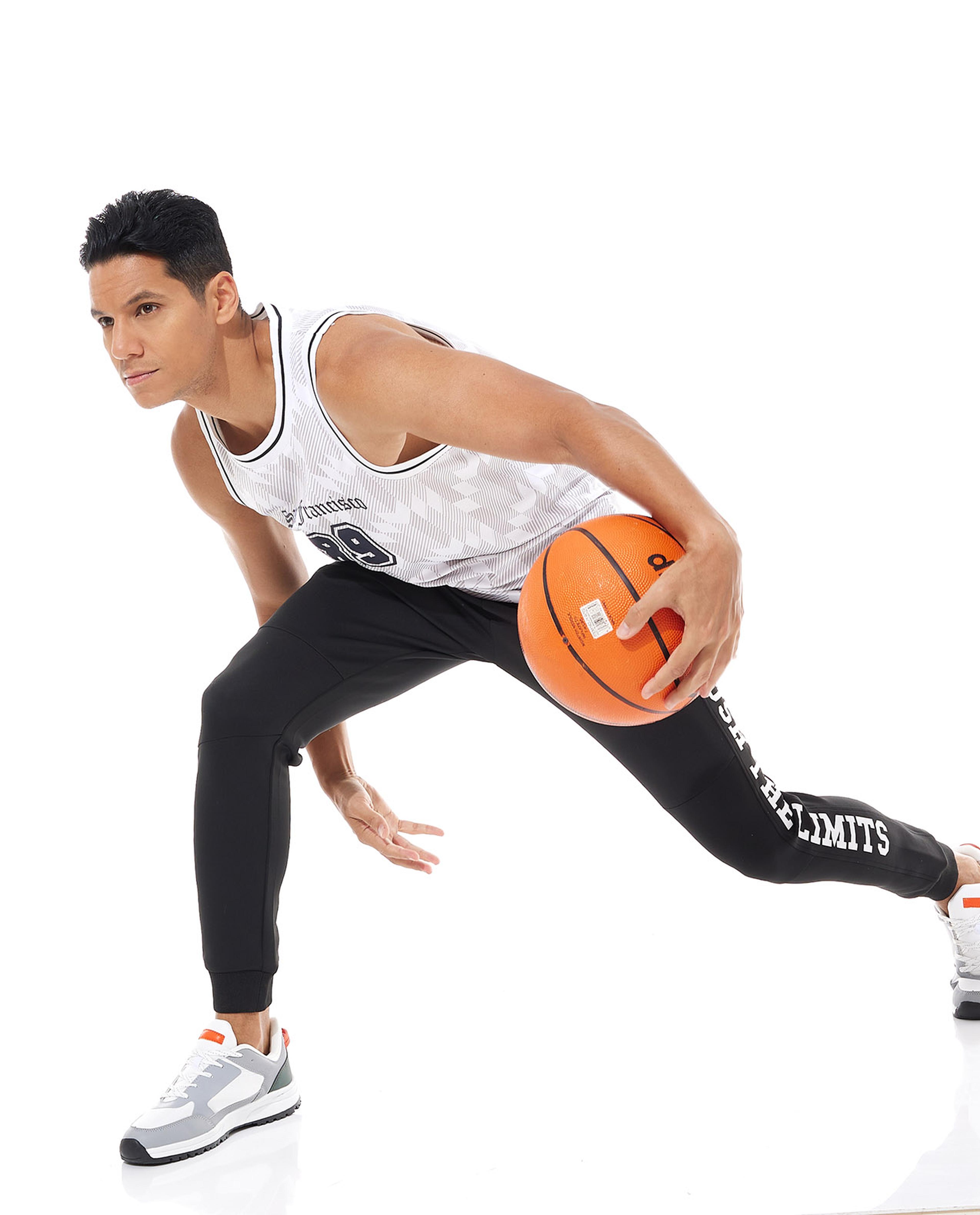 Print Detail Track Pants with Drawstring Waist