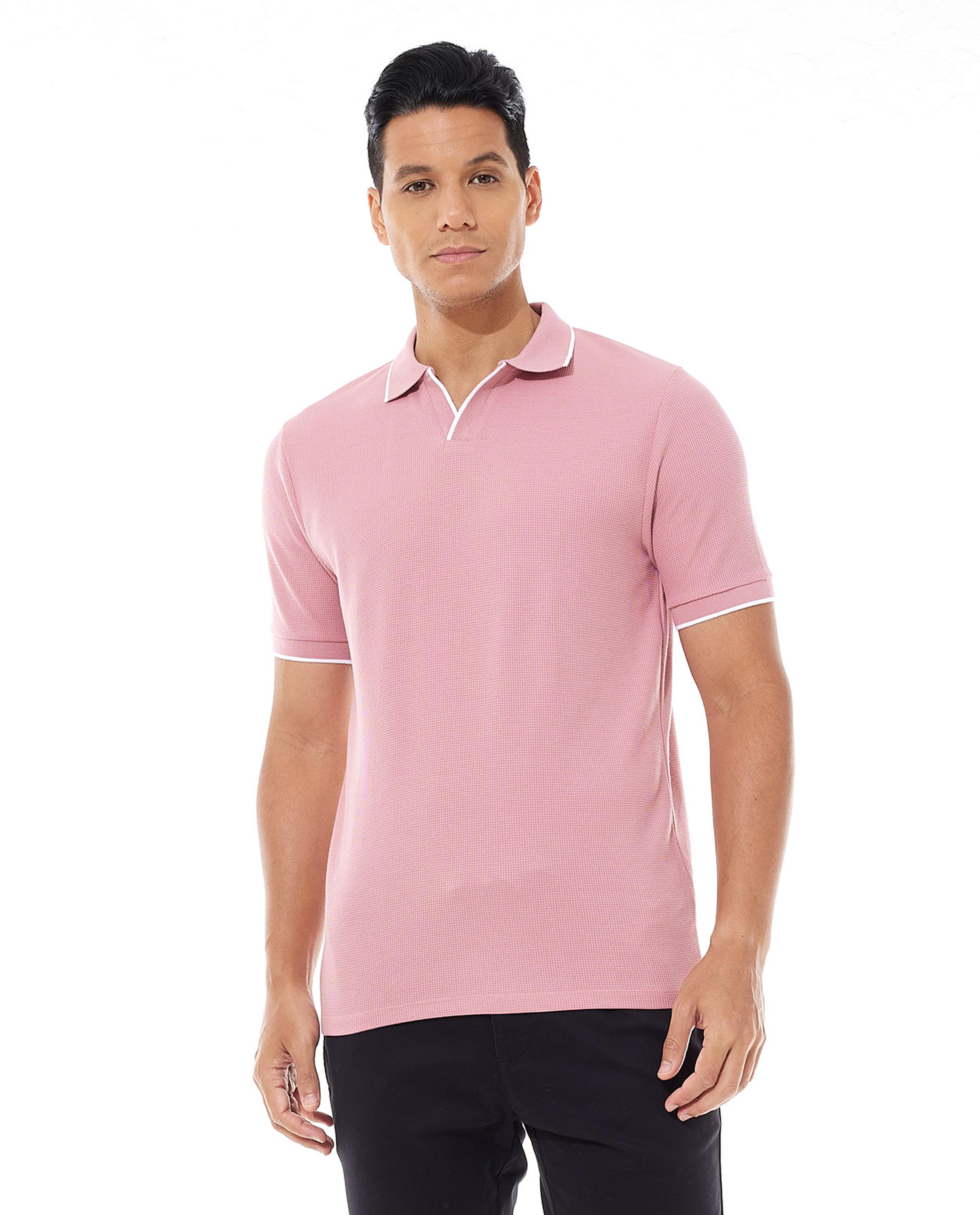 تيشيرت بولو سادة بأكمام قصيرة