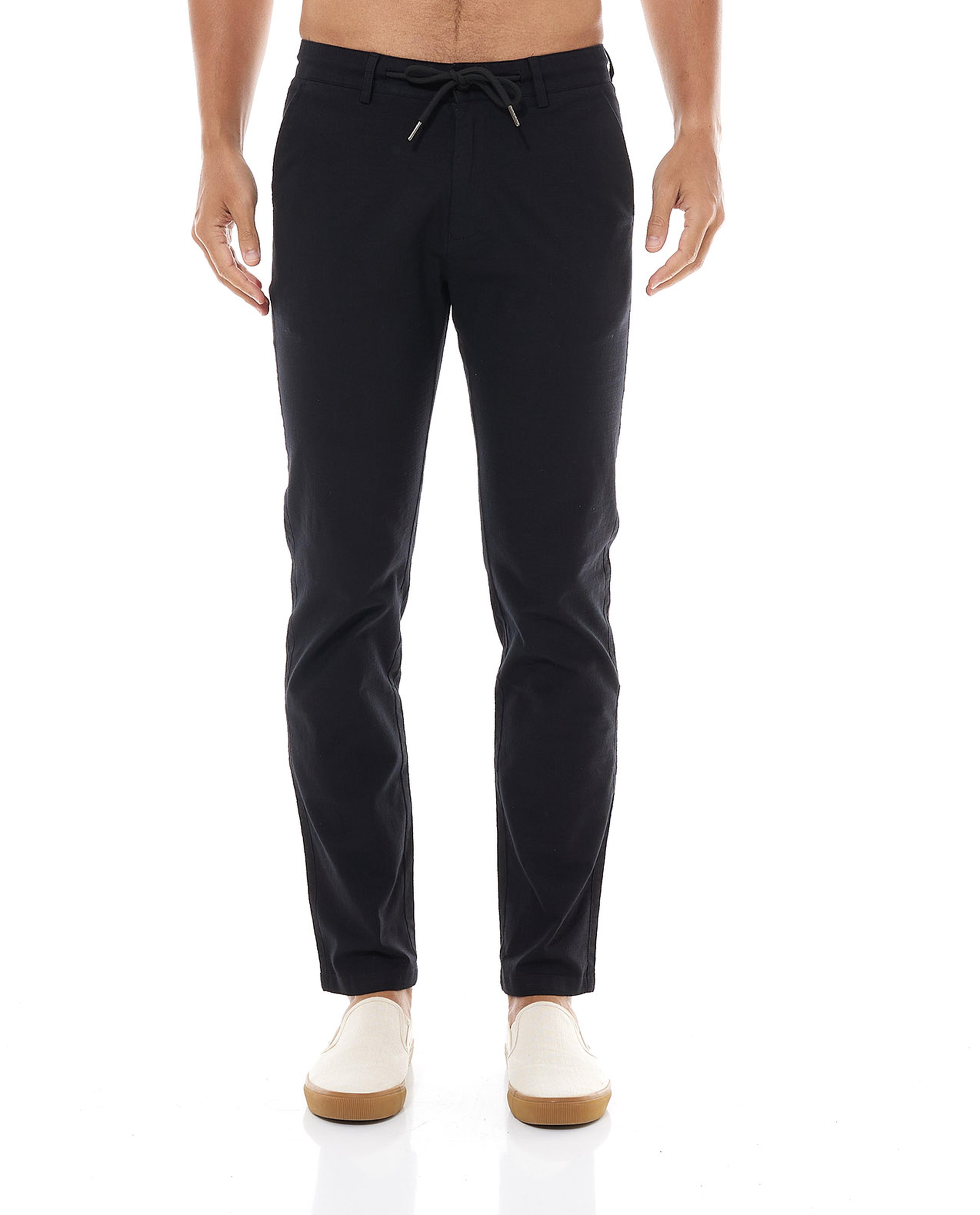 بنطال ضيق سادة برباط على الخصر