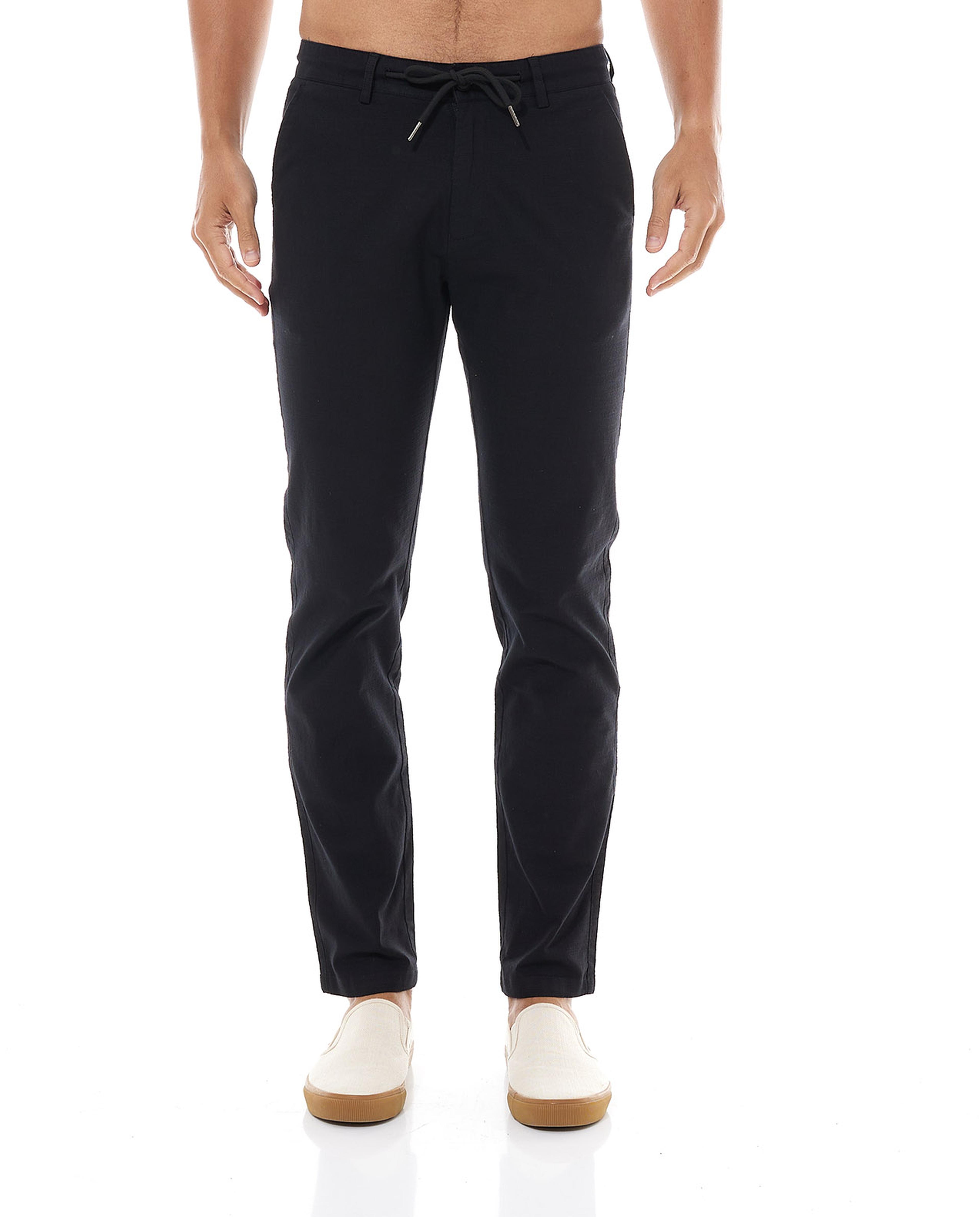 بنطال ضيق سادة برباط على الخصر