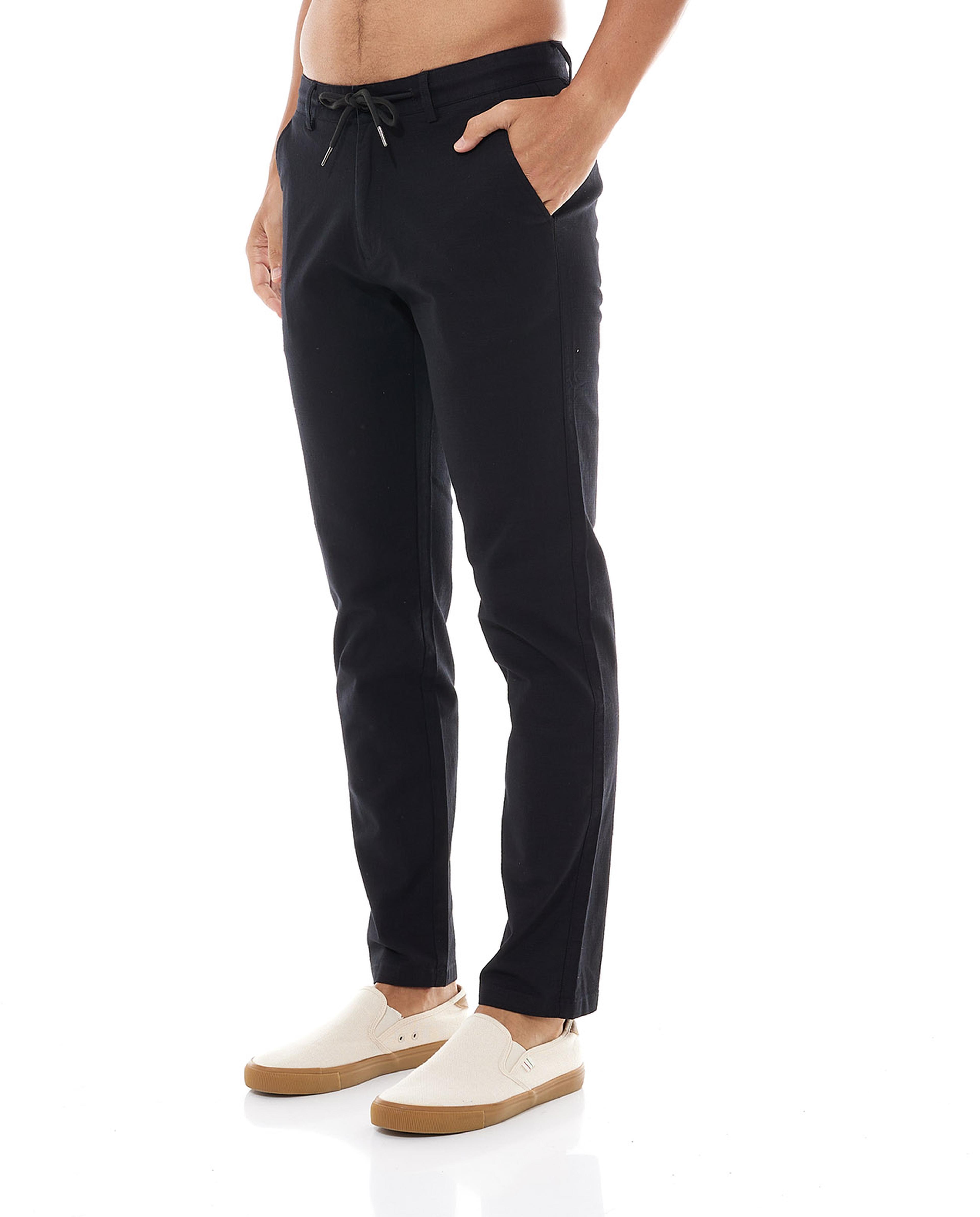 بنطال ضيق سادة برباط على الخصر