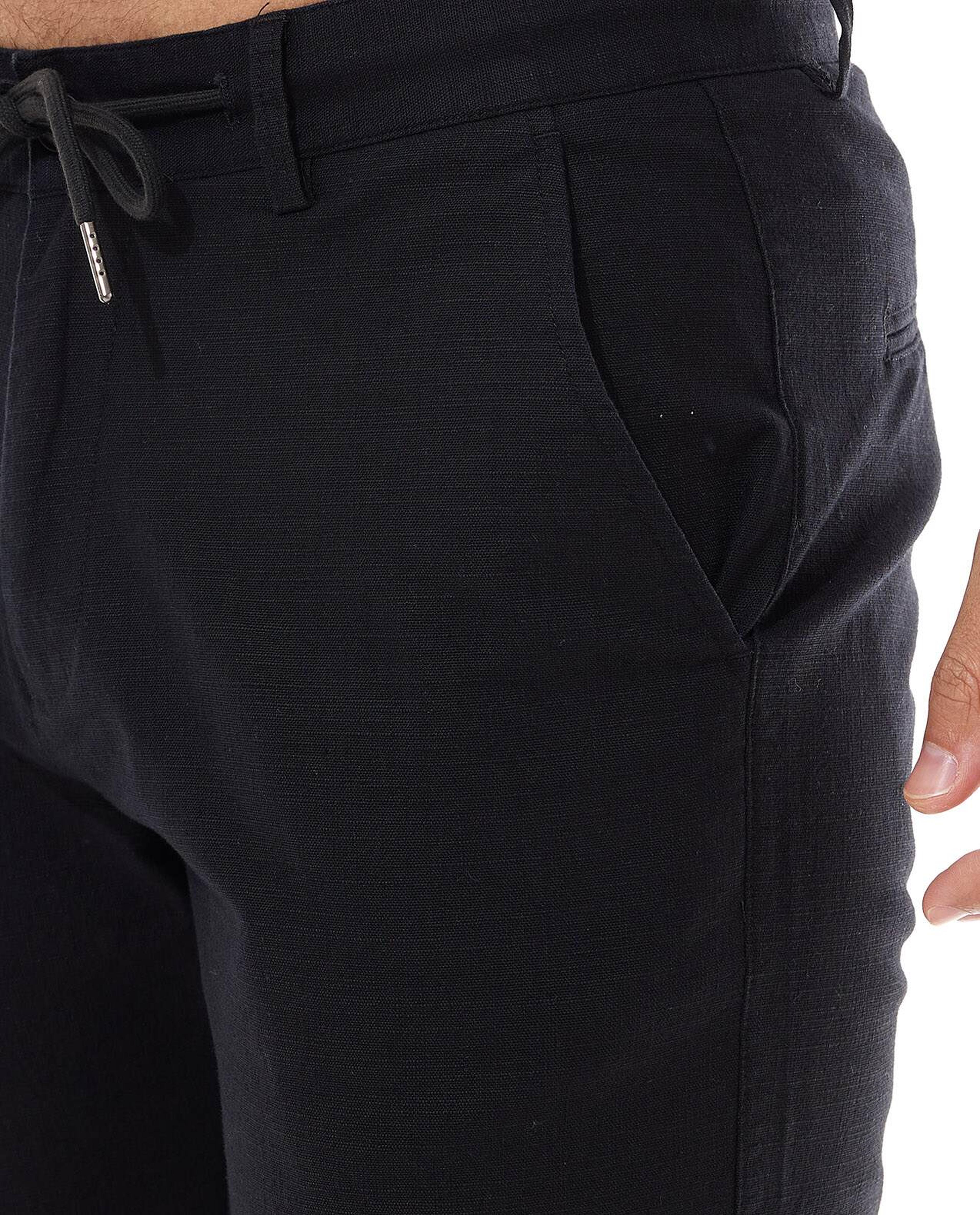 بنطال ضيق سادة برباط على الخصر