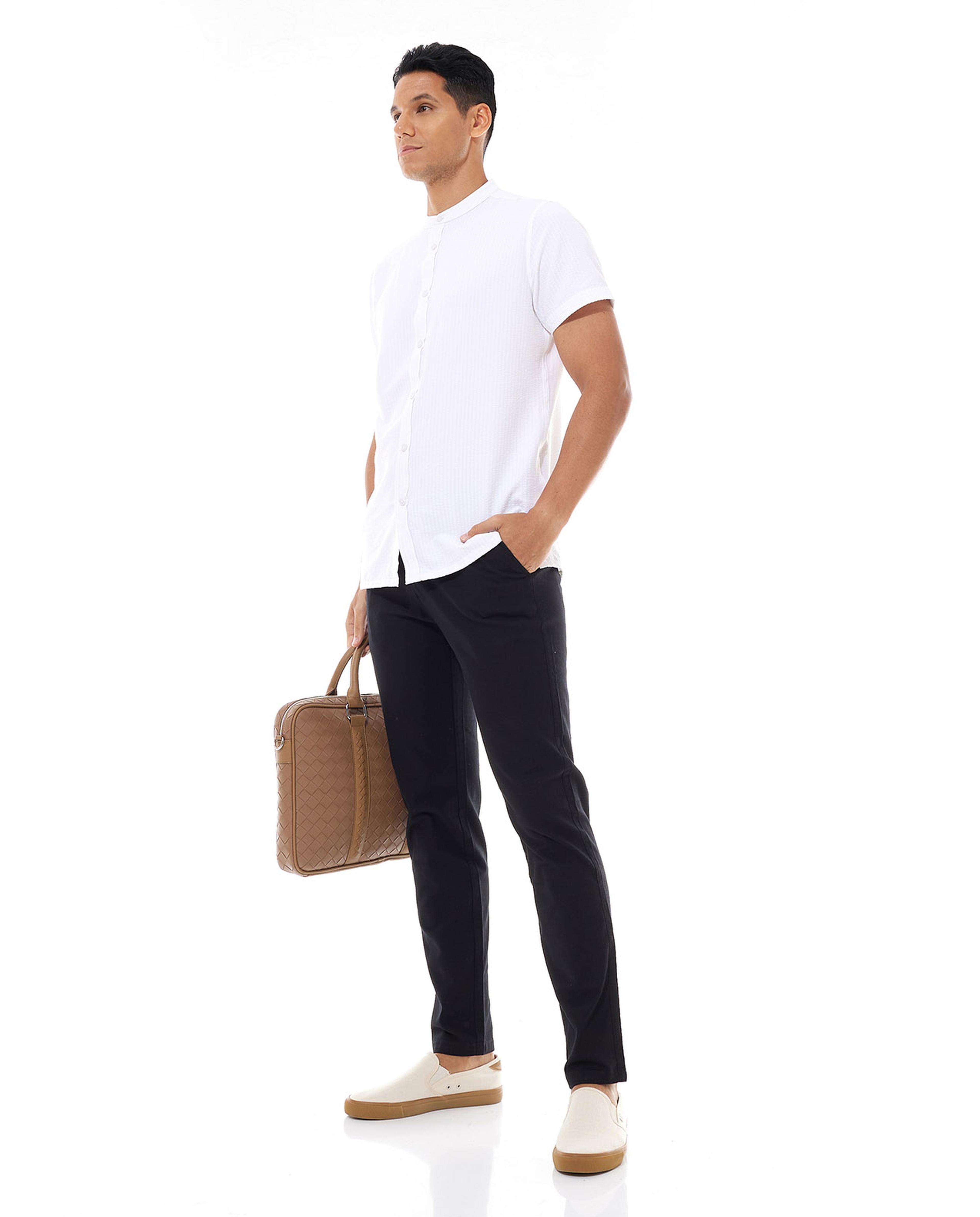 بنطال ضيق سادة برباط على الخصر