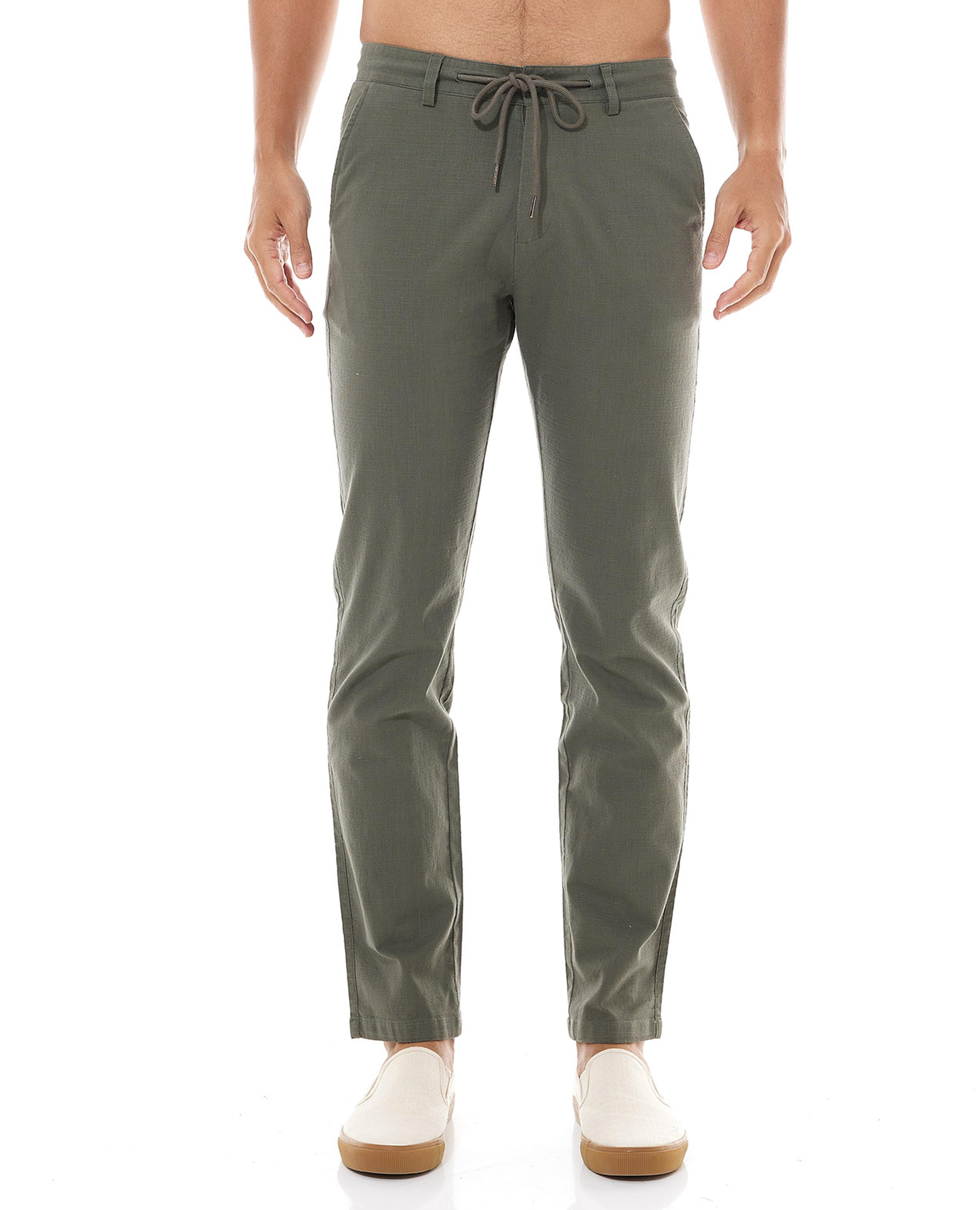 Solid Slim Fit Trousers with Drawstring Waist