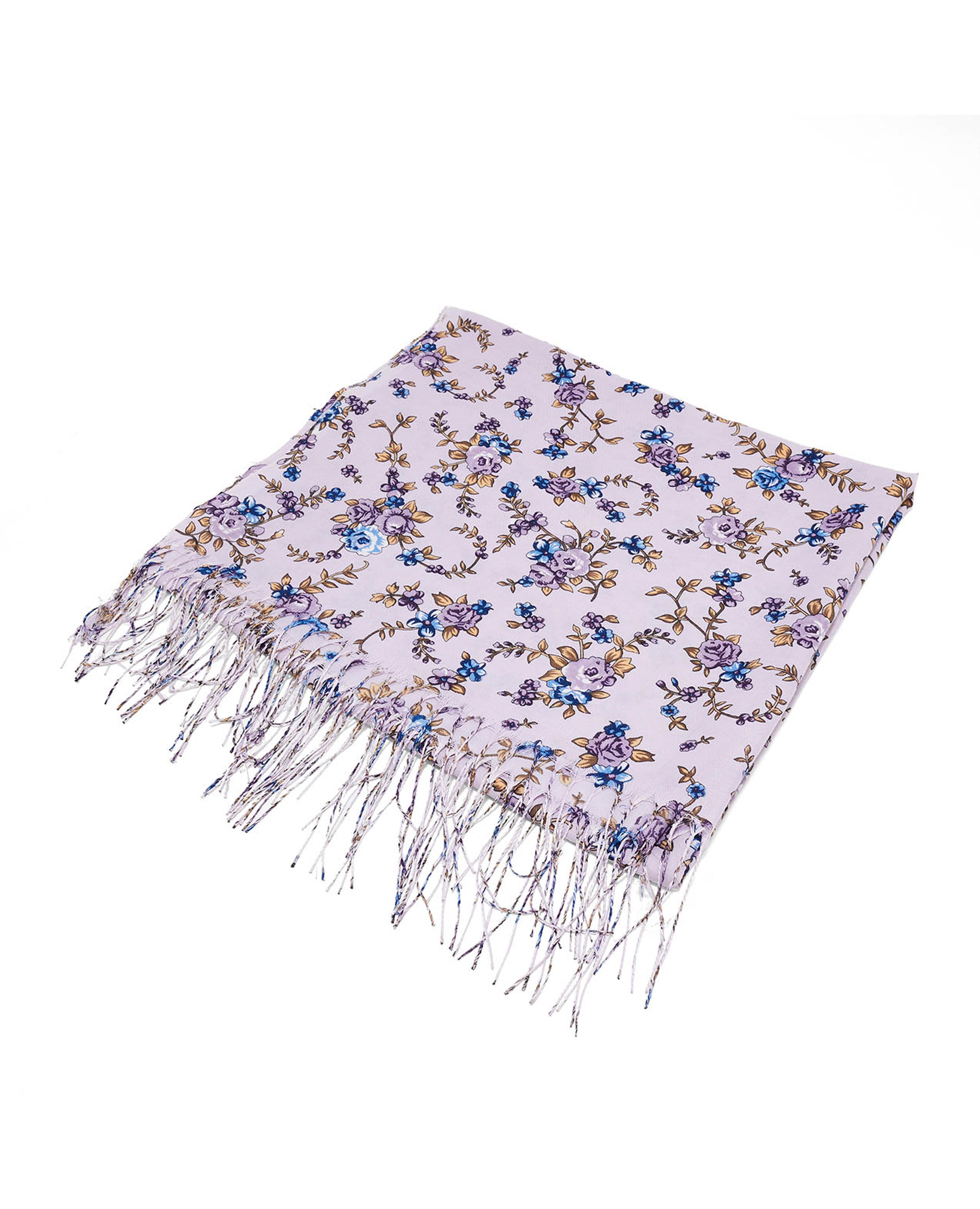 وشاح بنقشة الزهور مع شراشيب