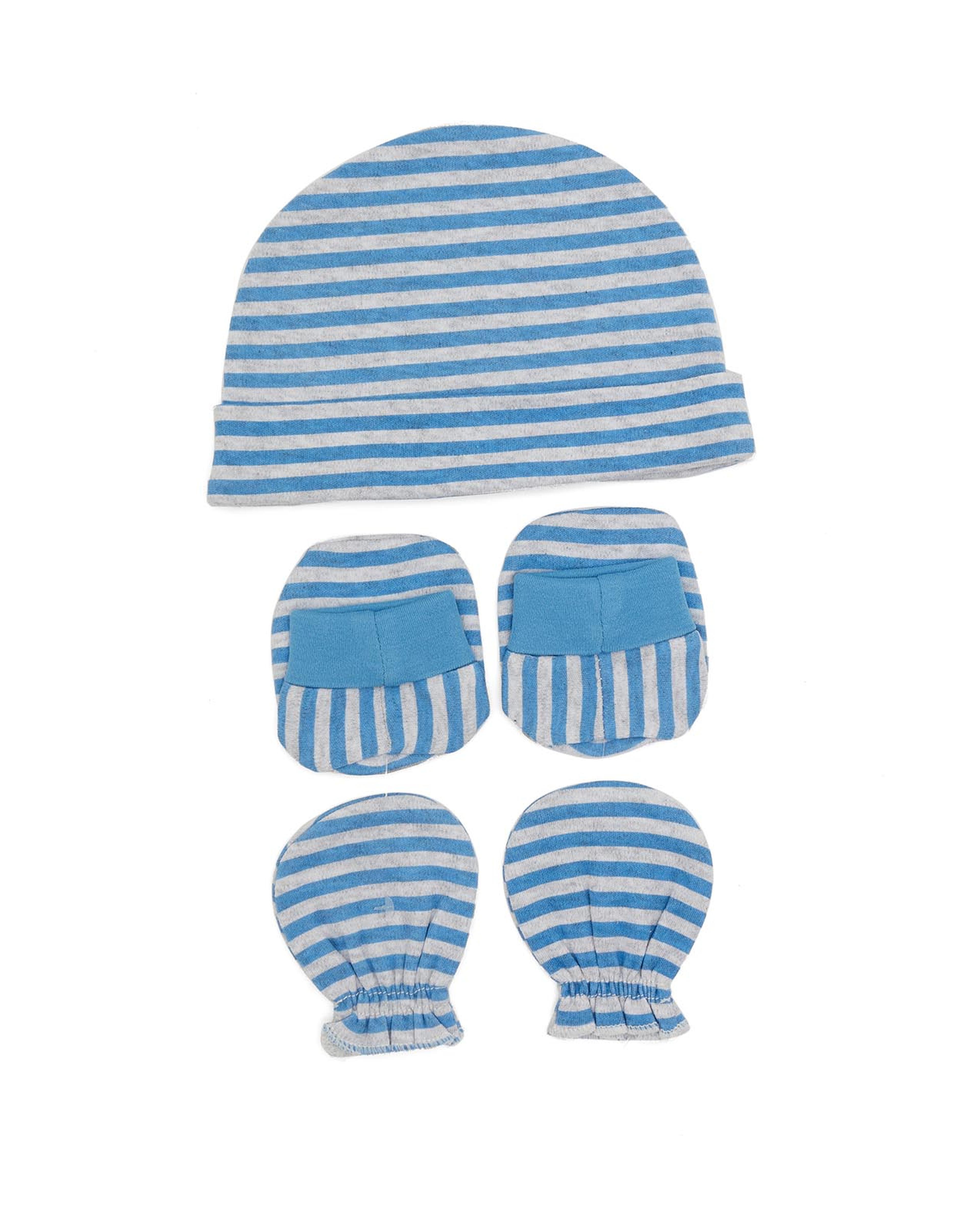 Striped Cap, Mittens & Booties Set