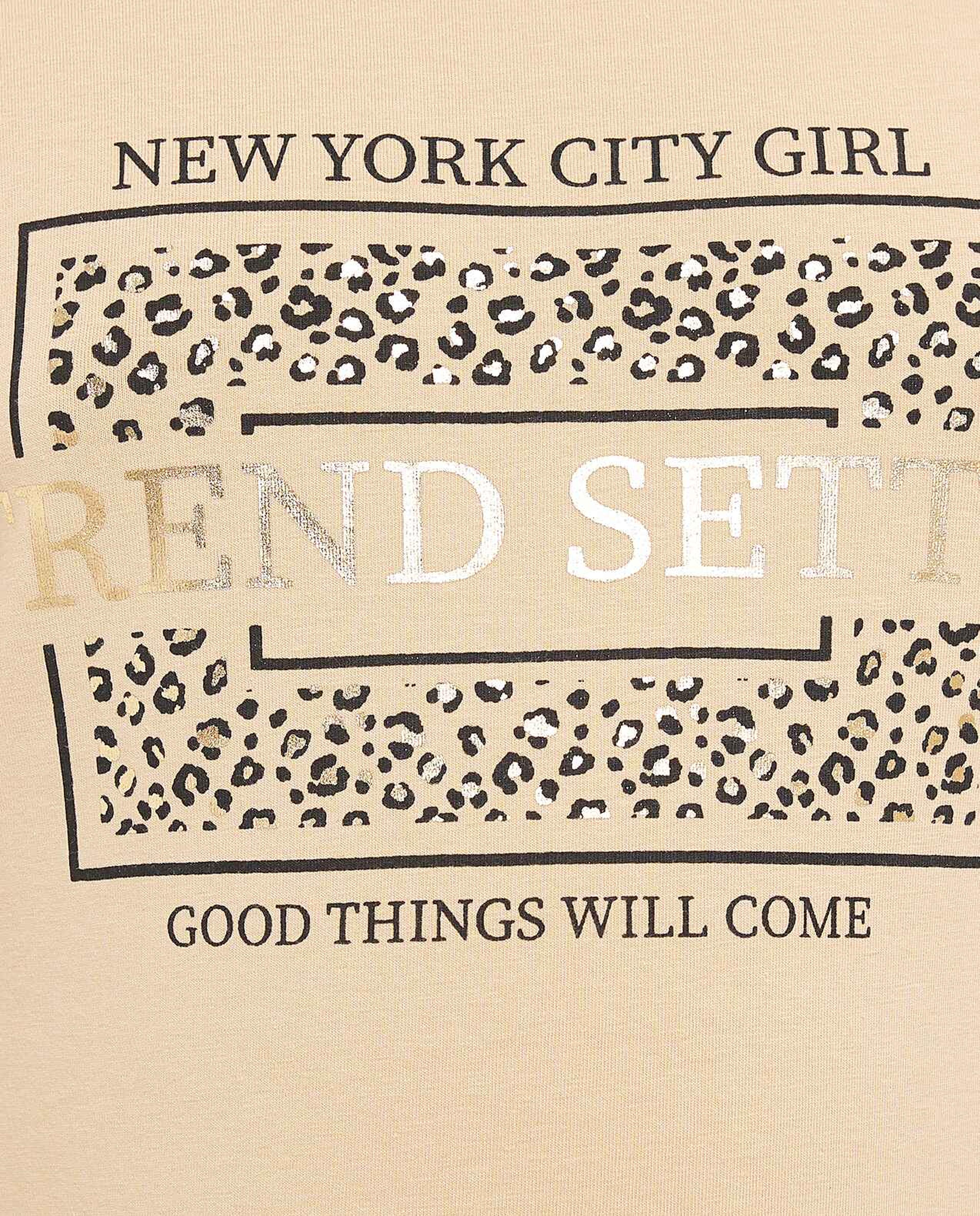 Typography Print T-Shirt with Crew Neck and Short Sleeves