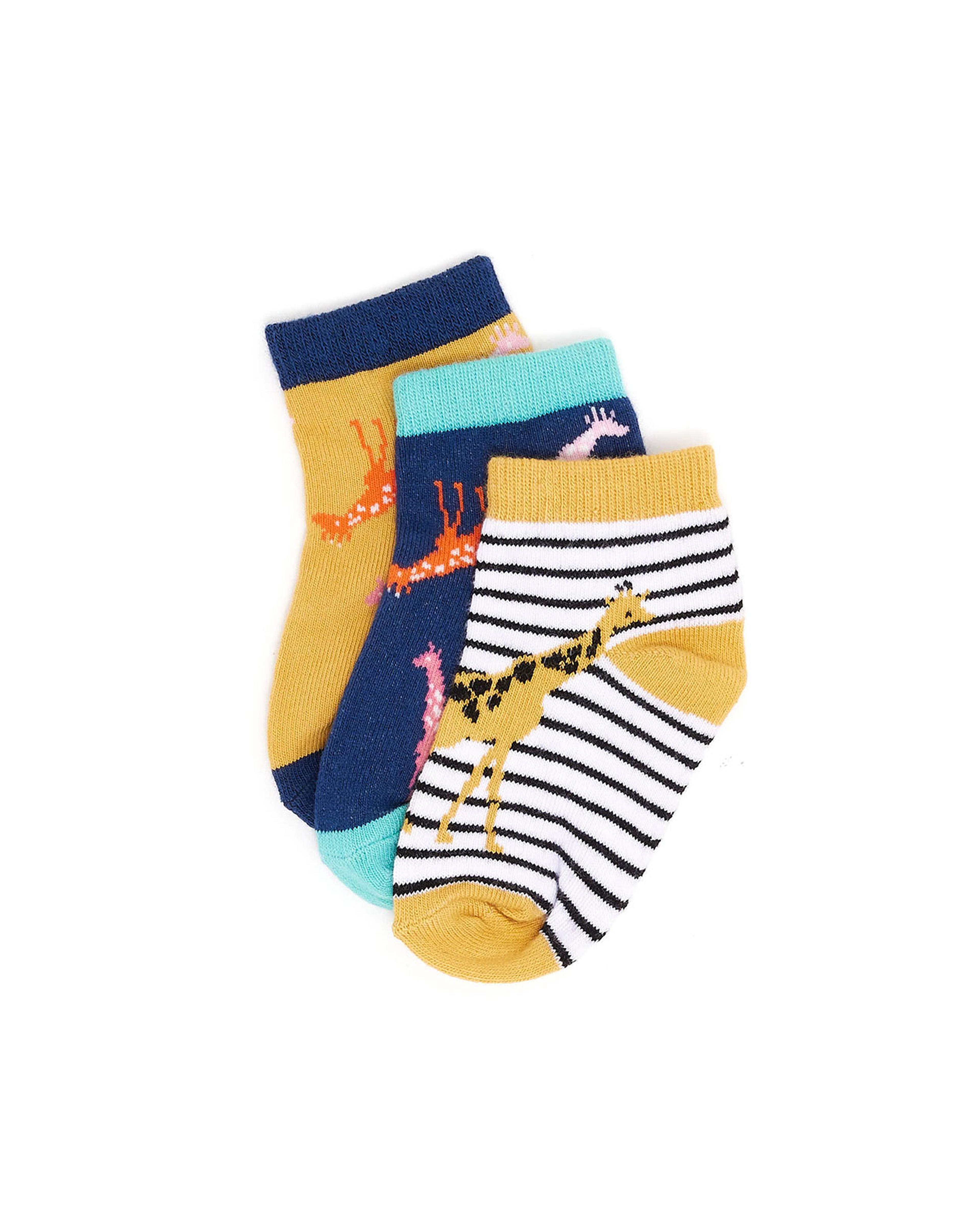 3 Pack Printed Ankle Socks
