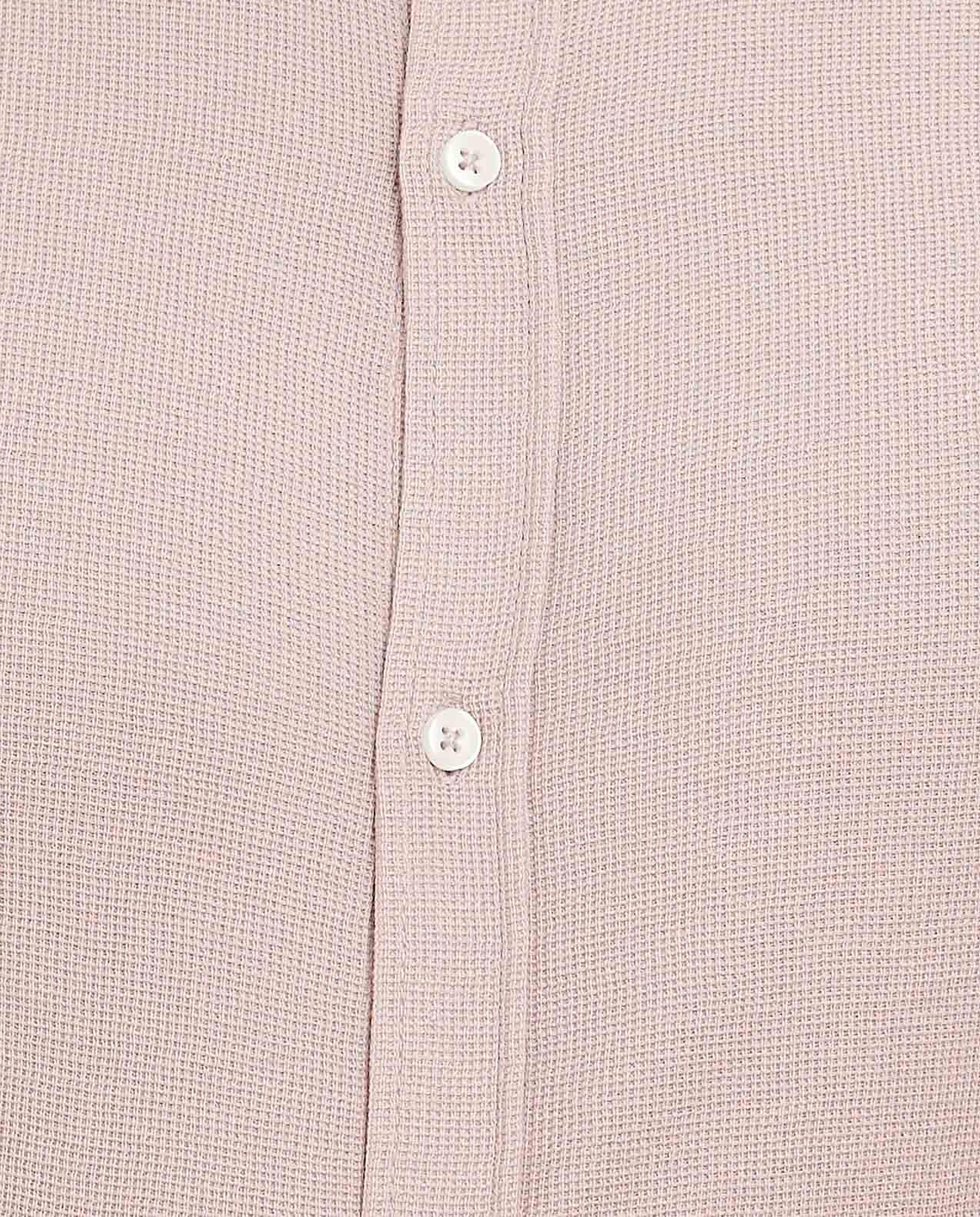Solid Shirt with Mandarin Collar and Short Sleeves