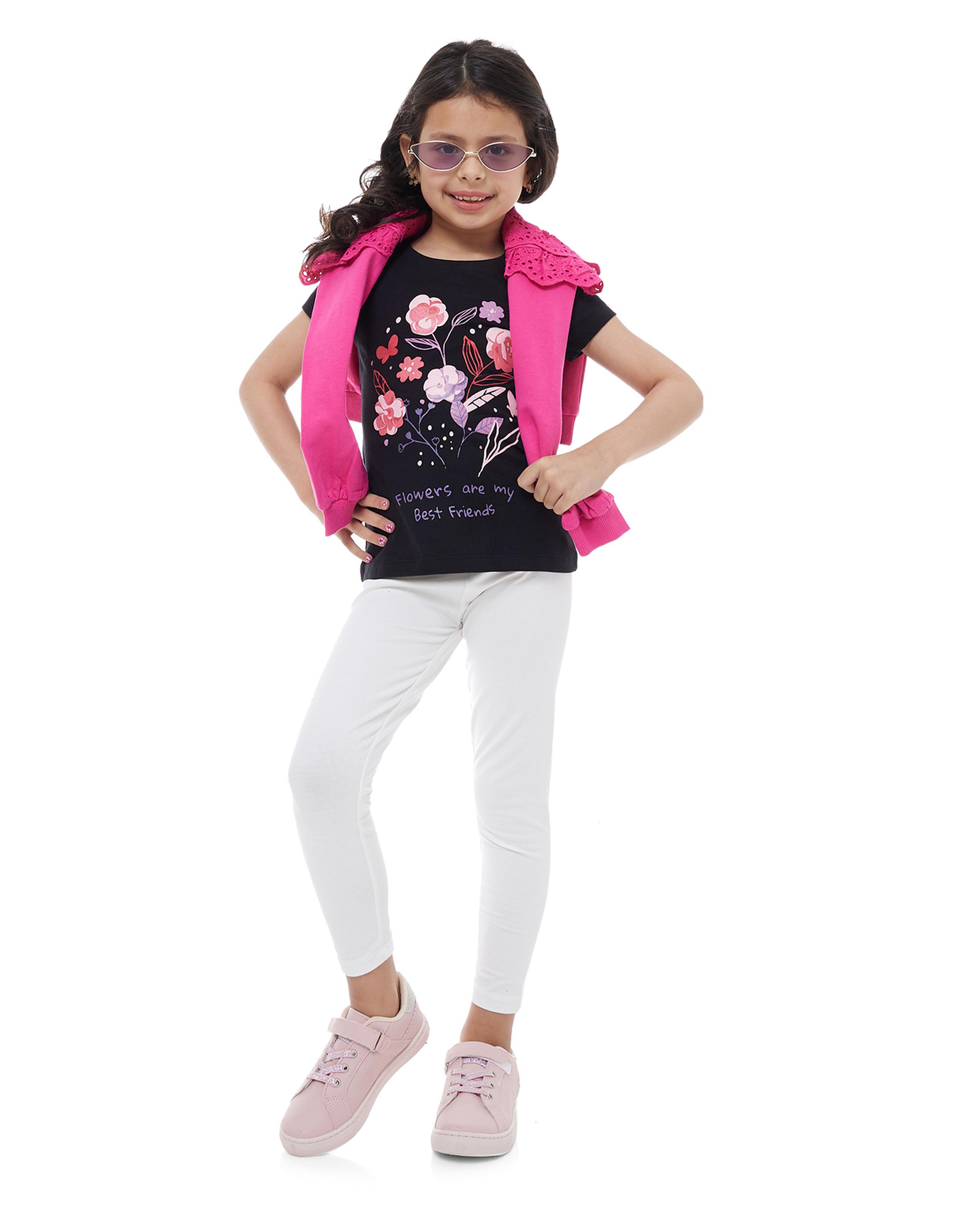 Printed T-Shirt with Crew Neck and Short Sleeves