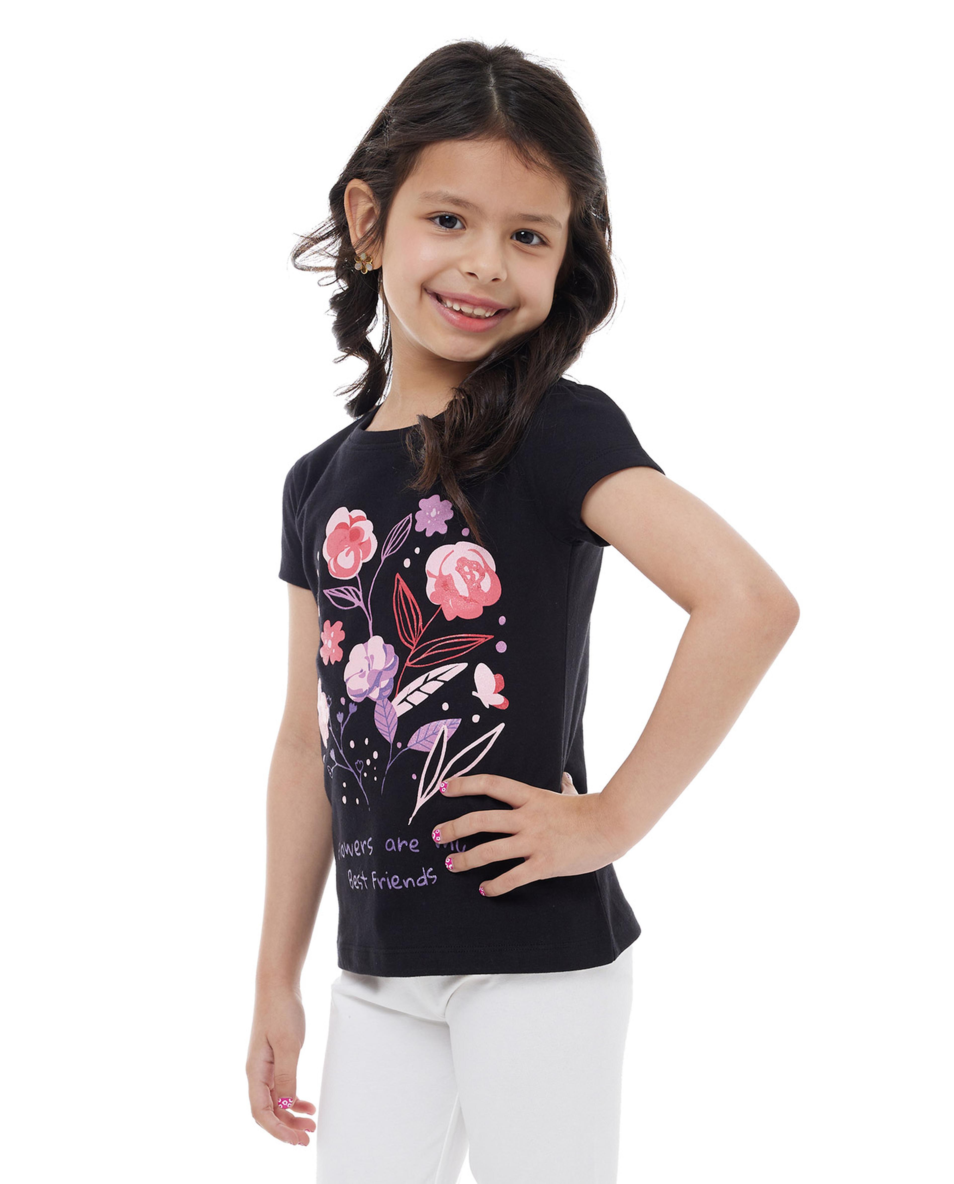 Printed T-Shirt with Crew Neck and Short Sleeves