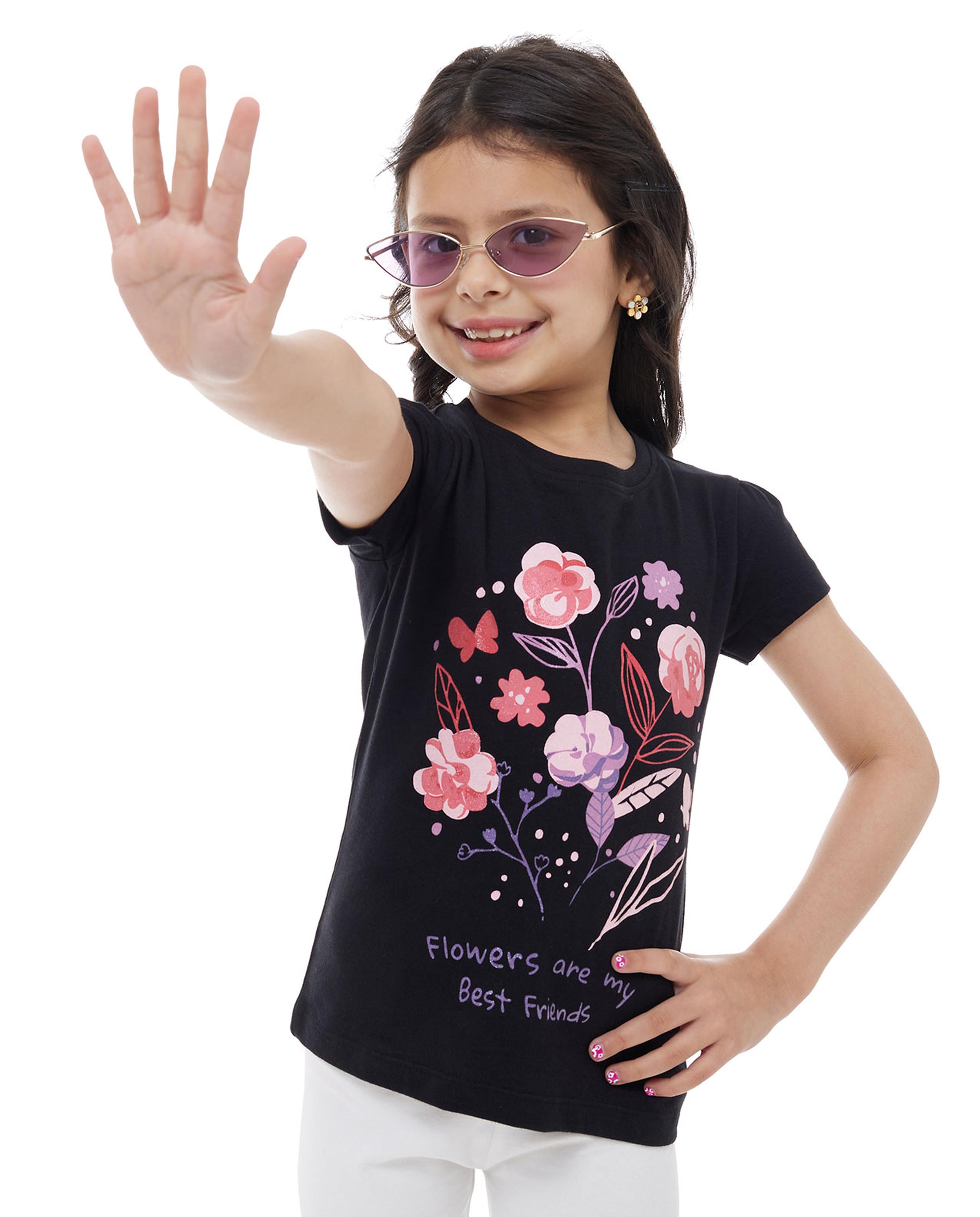 Printed T-Shirt with Crew Neck and Short Sleeves