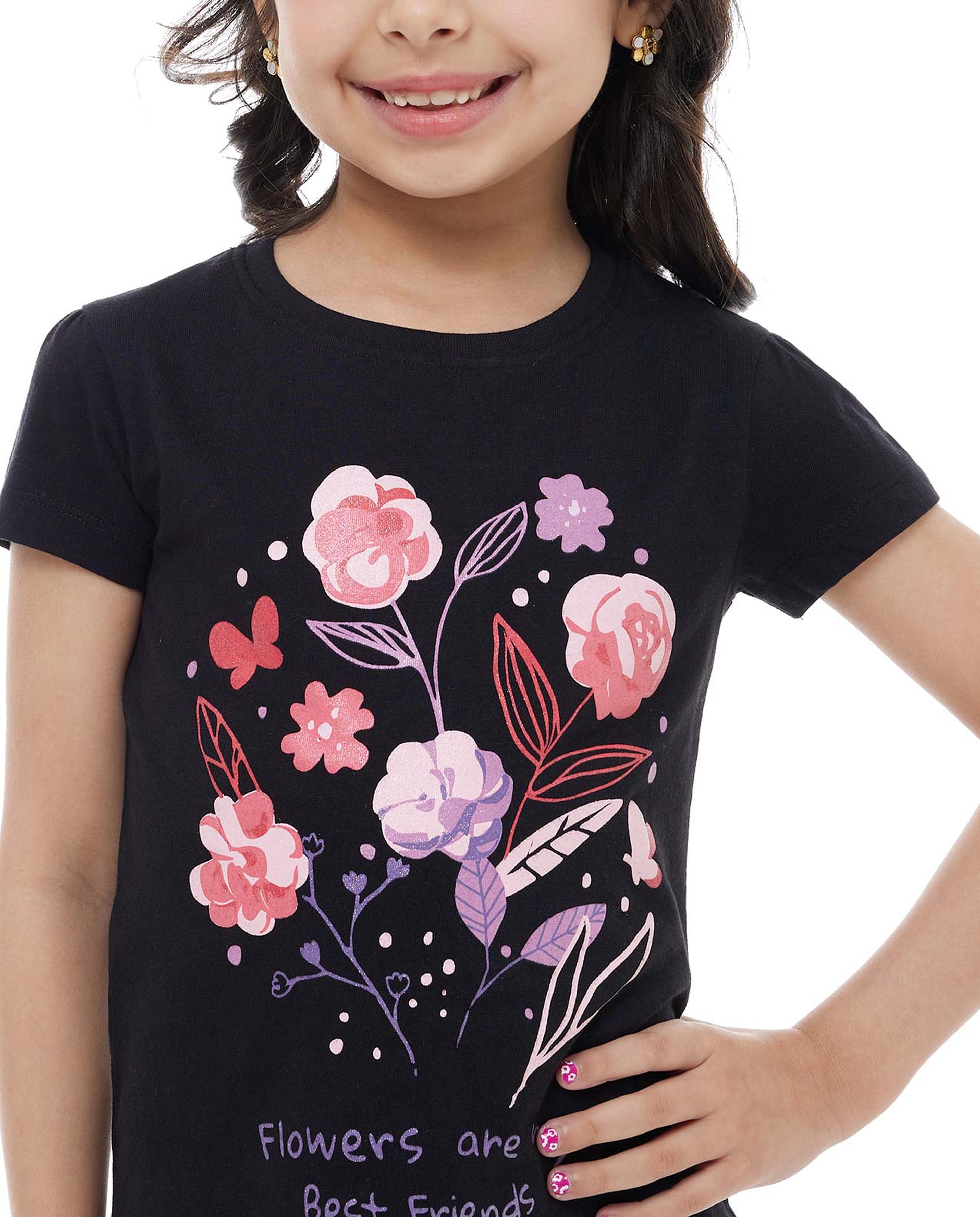 Printed T-Shirt with Crew Neck and Short Sleeves