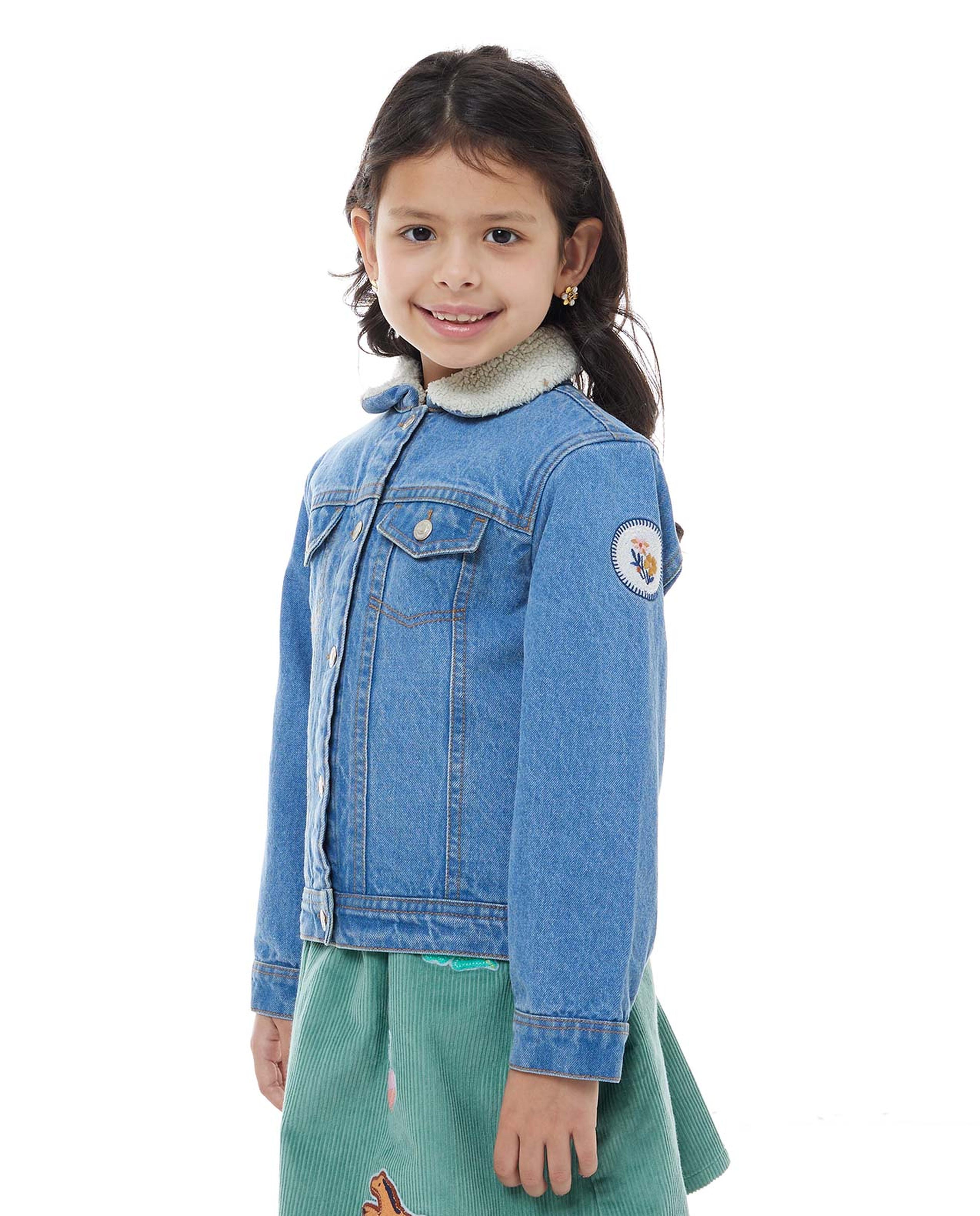 جاكيت دينم بياقة فروي