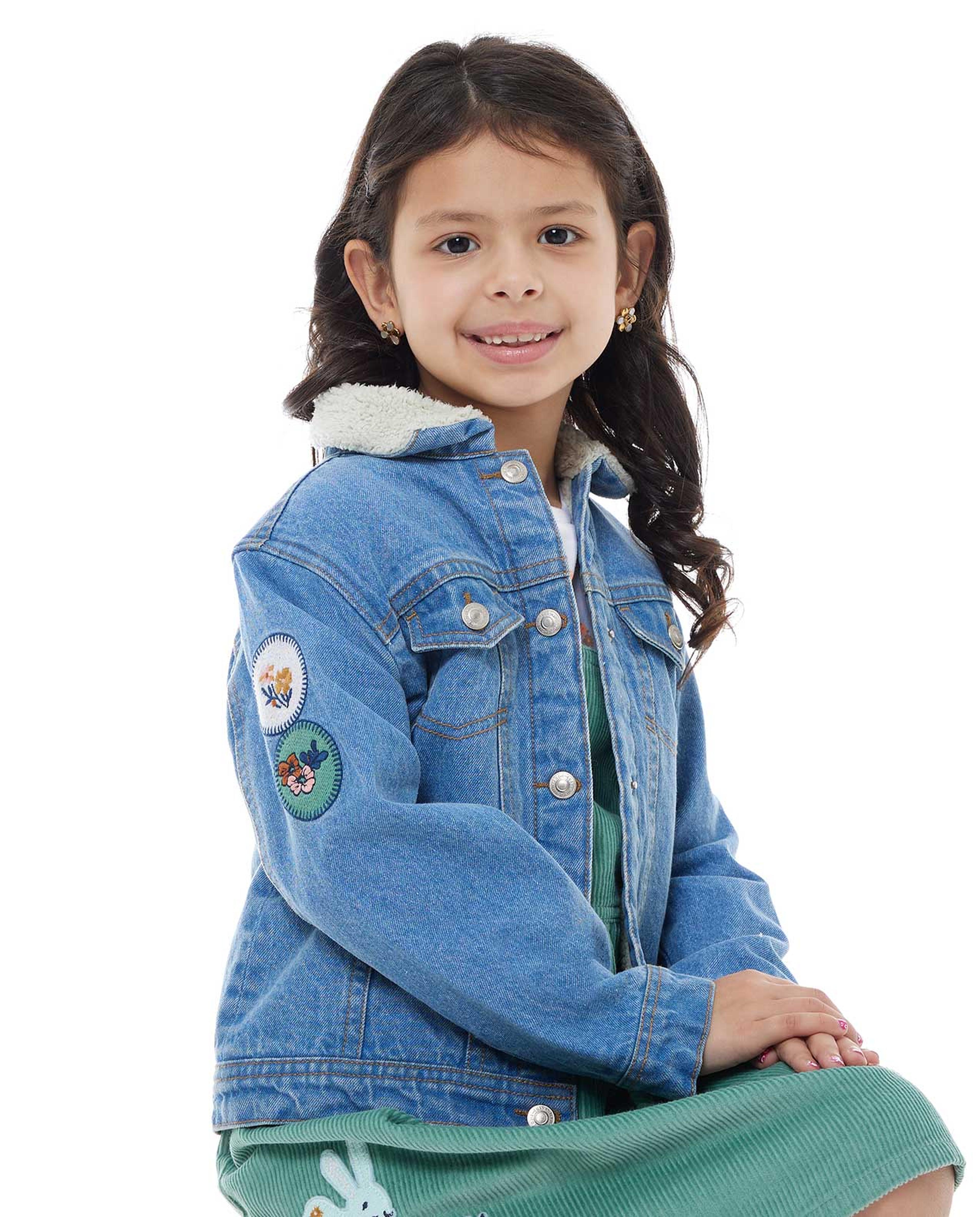 جاكيت دينم بياقة فروي