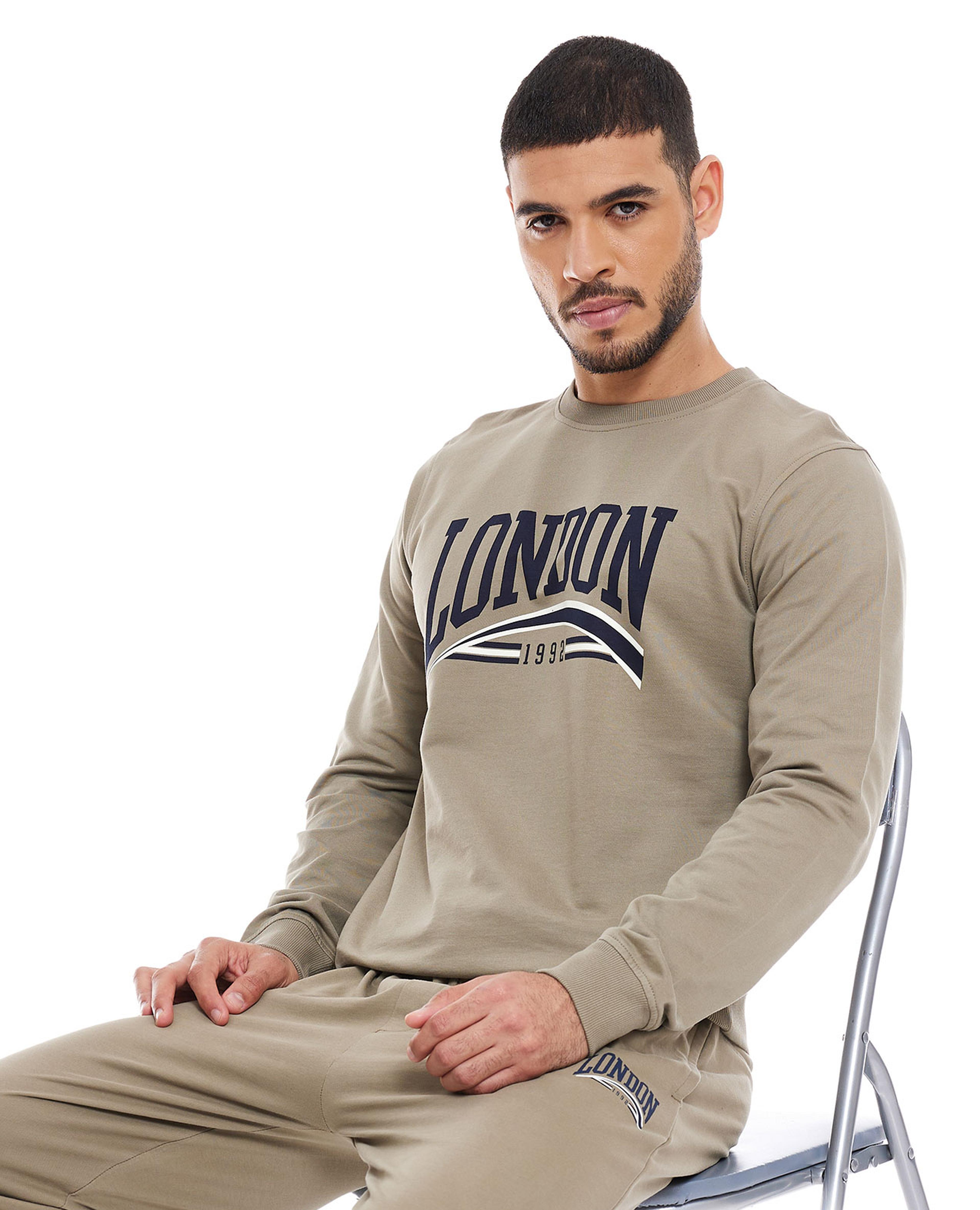 Printed Sweatshirt with Crew Neck and Long Sleeves