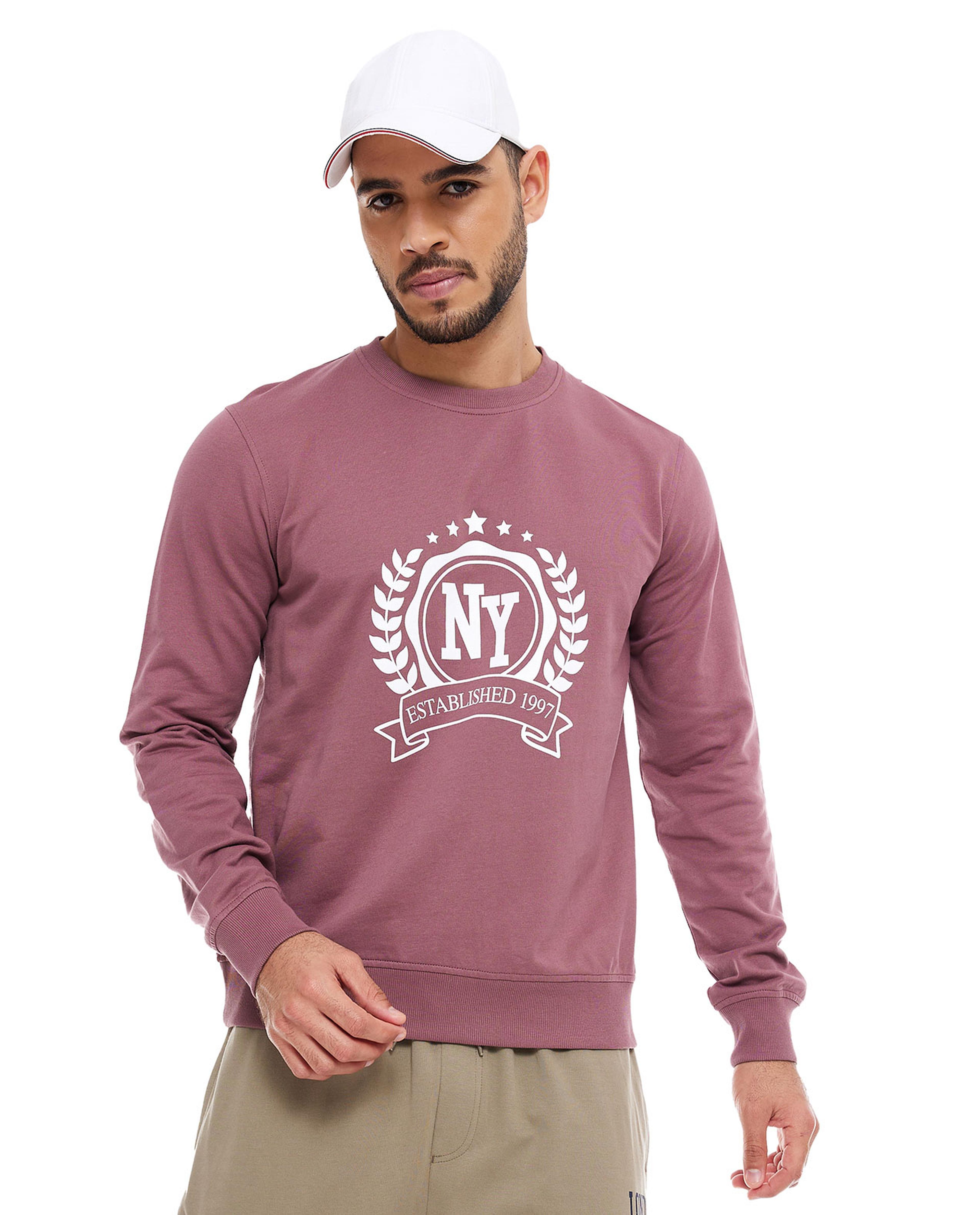 Printed Sweatshirt with Crew Neck and Long Sleeves