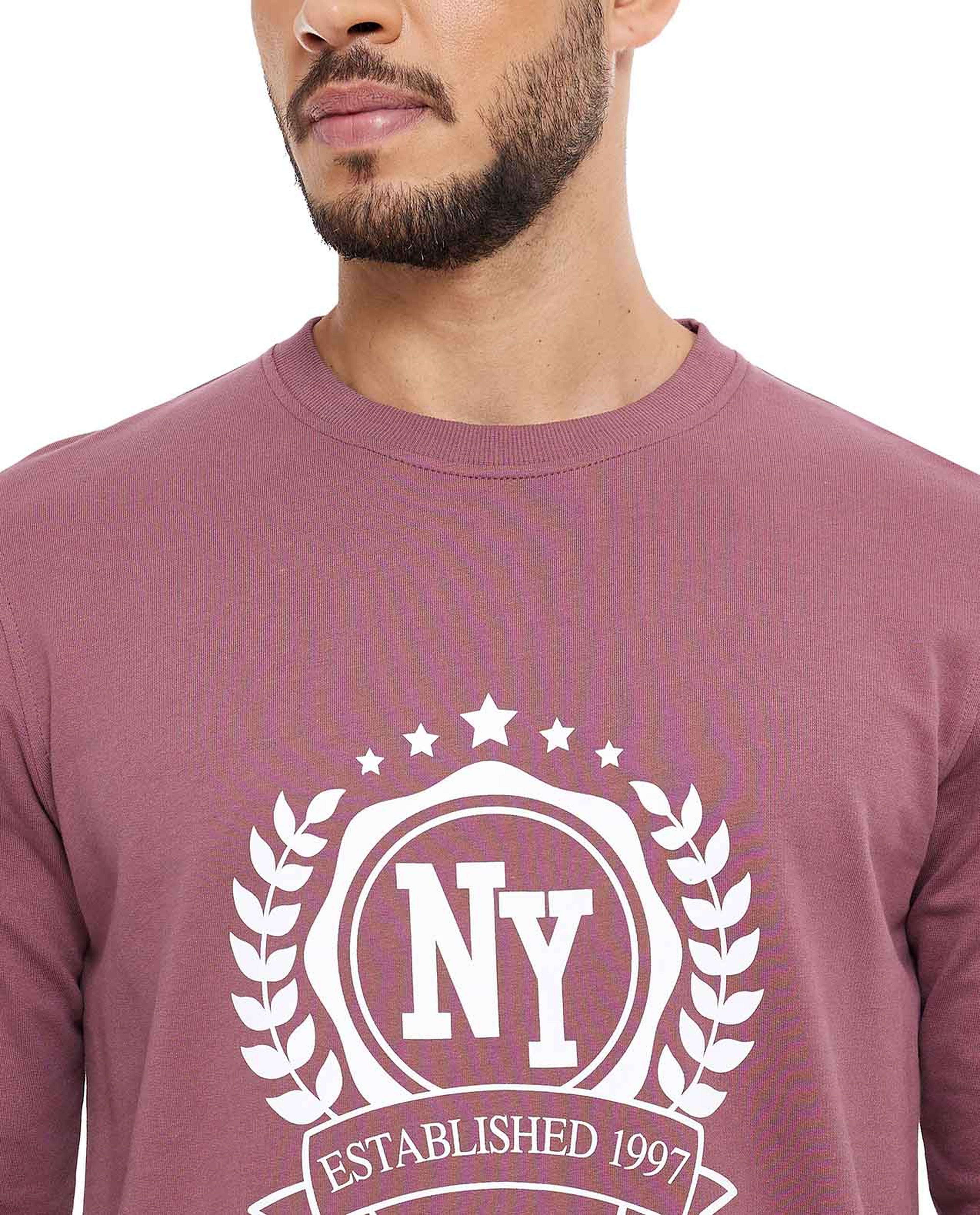 Printed Sweatshirt with Crew Neck and Long Sleeves