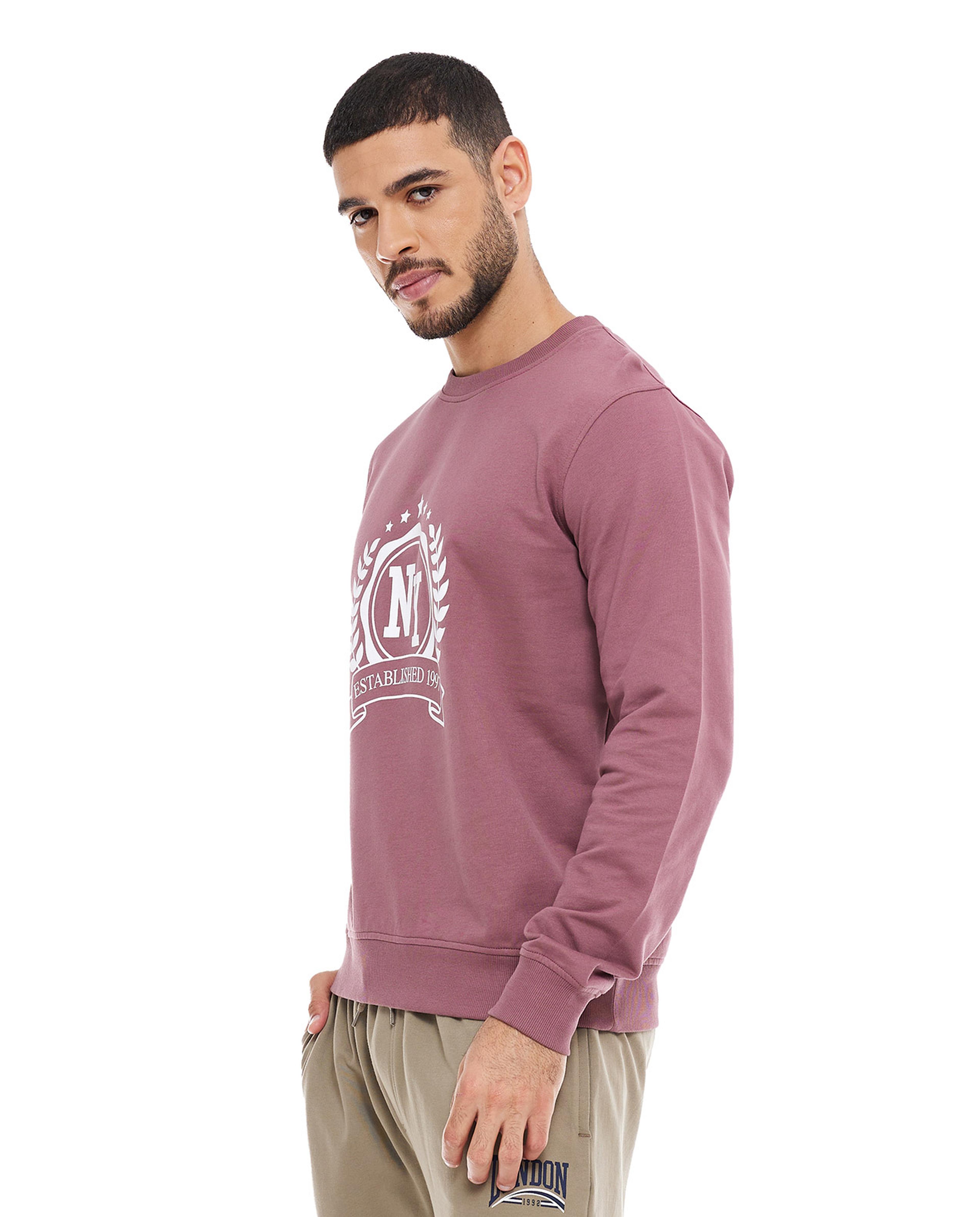 Printed Sweatshirt with Crew Neck and Long Sleeves