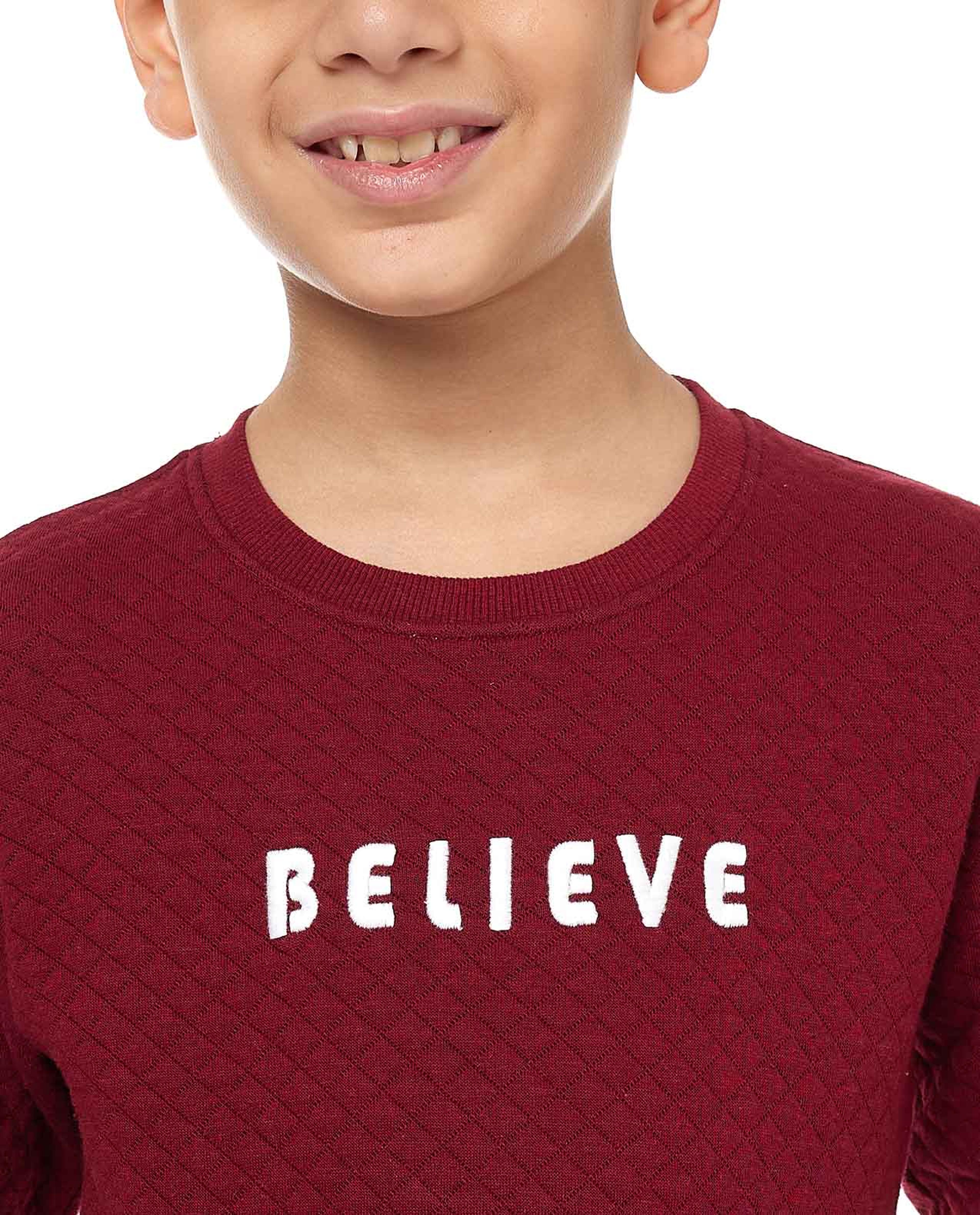 Quilted Sweatshirt with Crew Neck and Long Sleeves