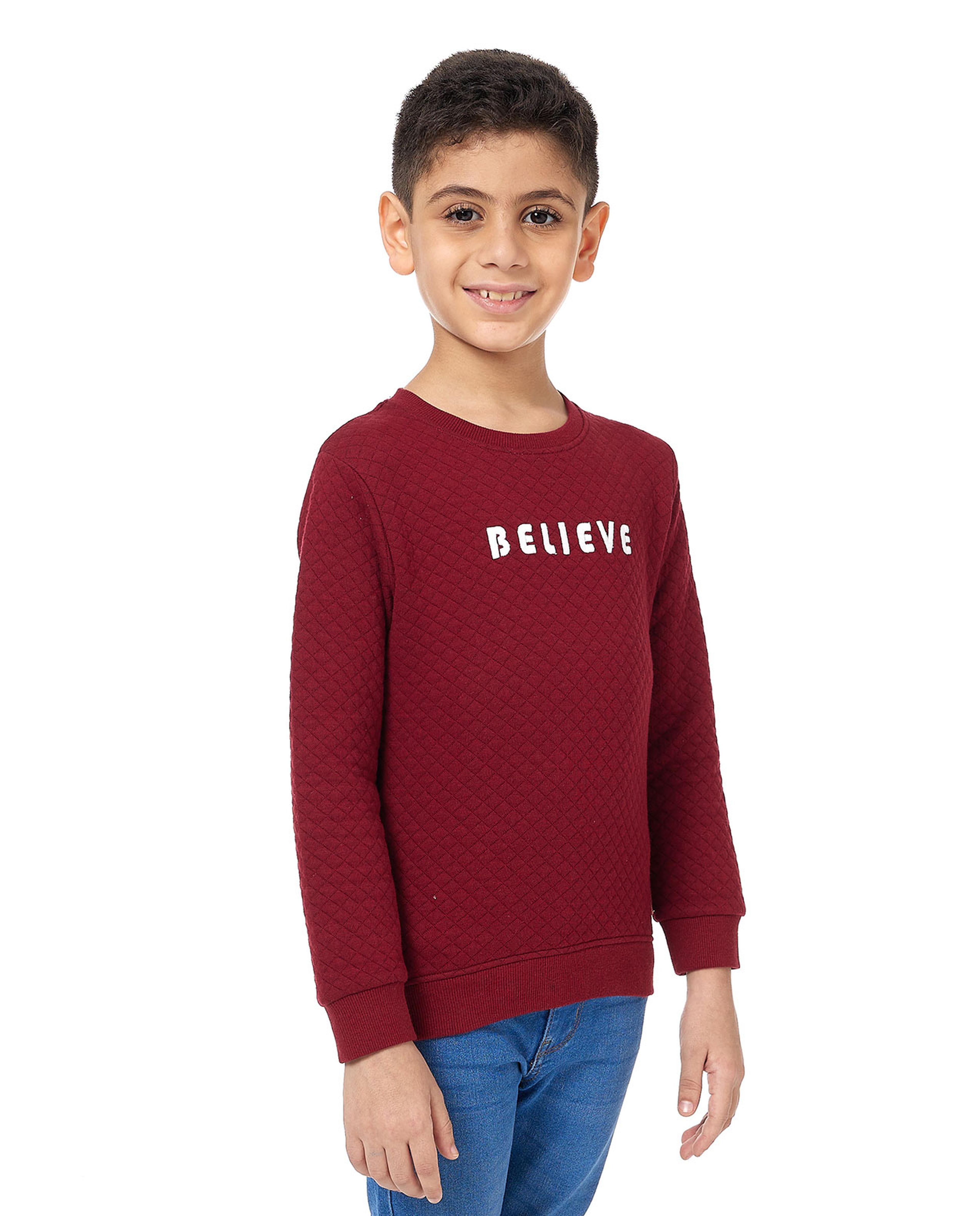 Quilted Sweatshirt with Crew Neck and Long Sleeves