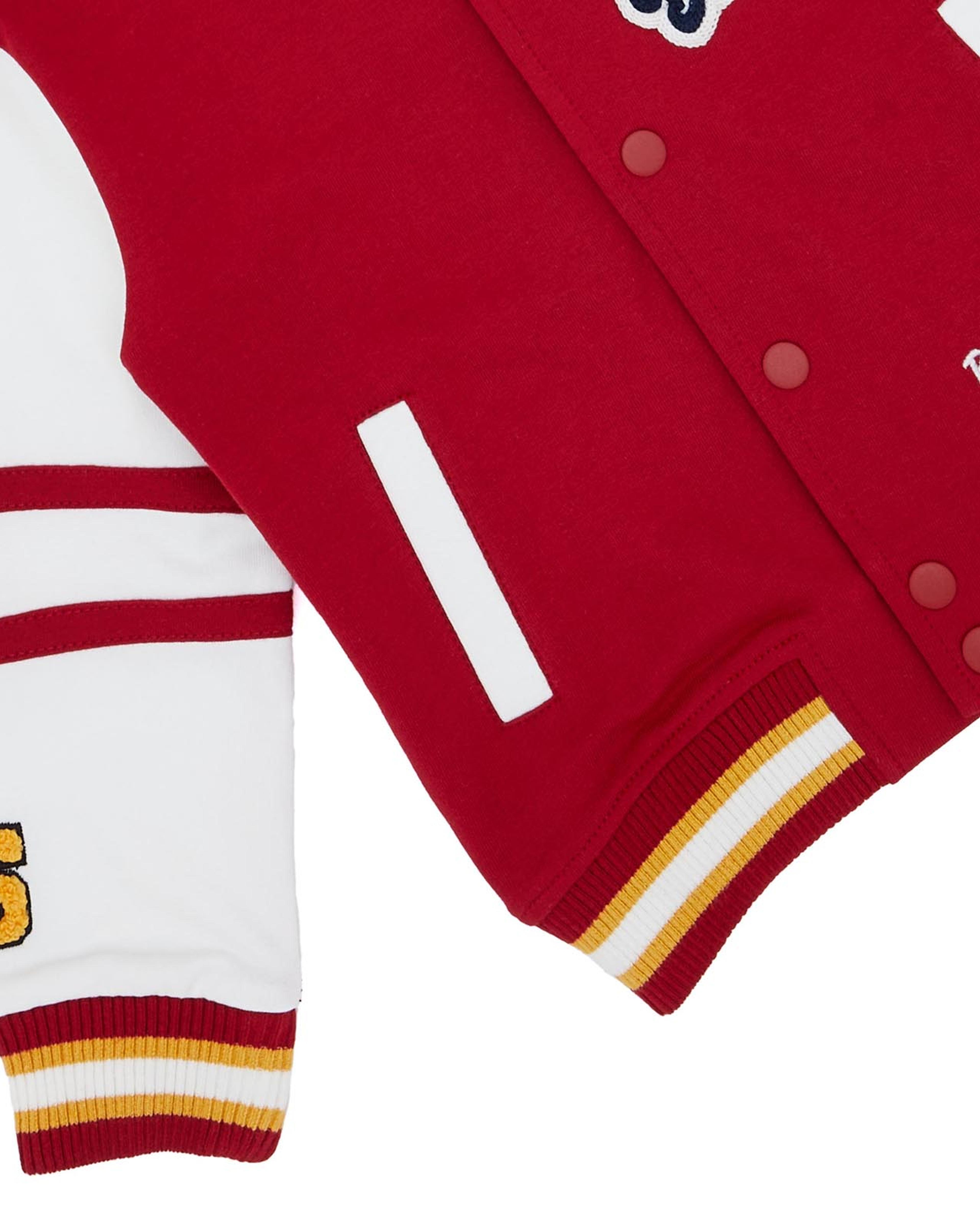 Color Block Varsity jacket with Snap Closure