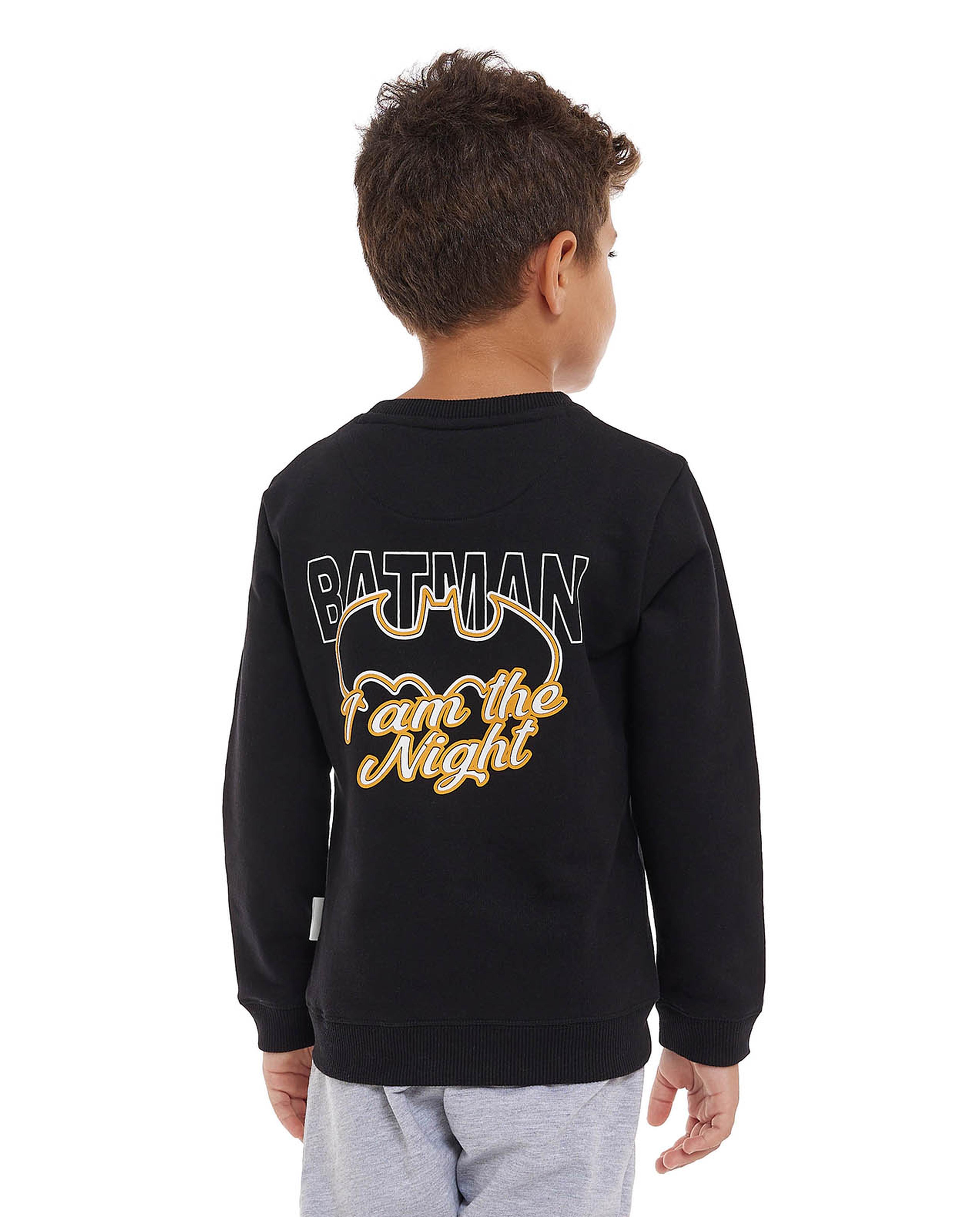 سويتشيرت بطبعة باتمان بياقة دائرية بأكمام طويلة