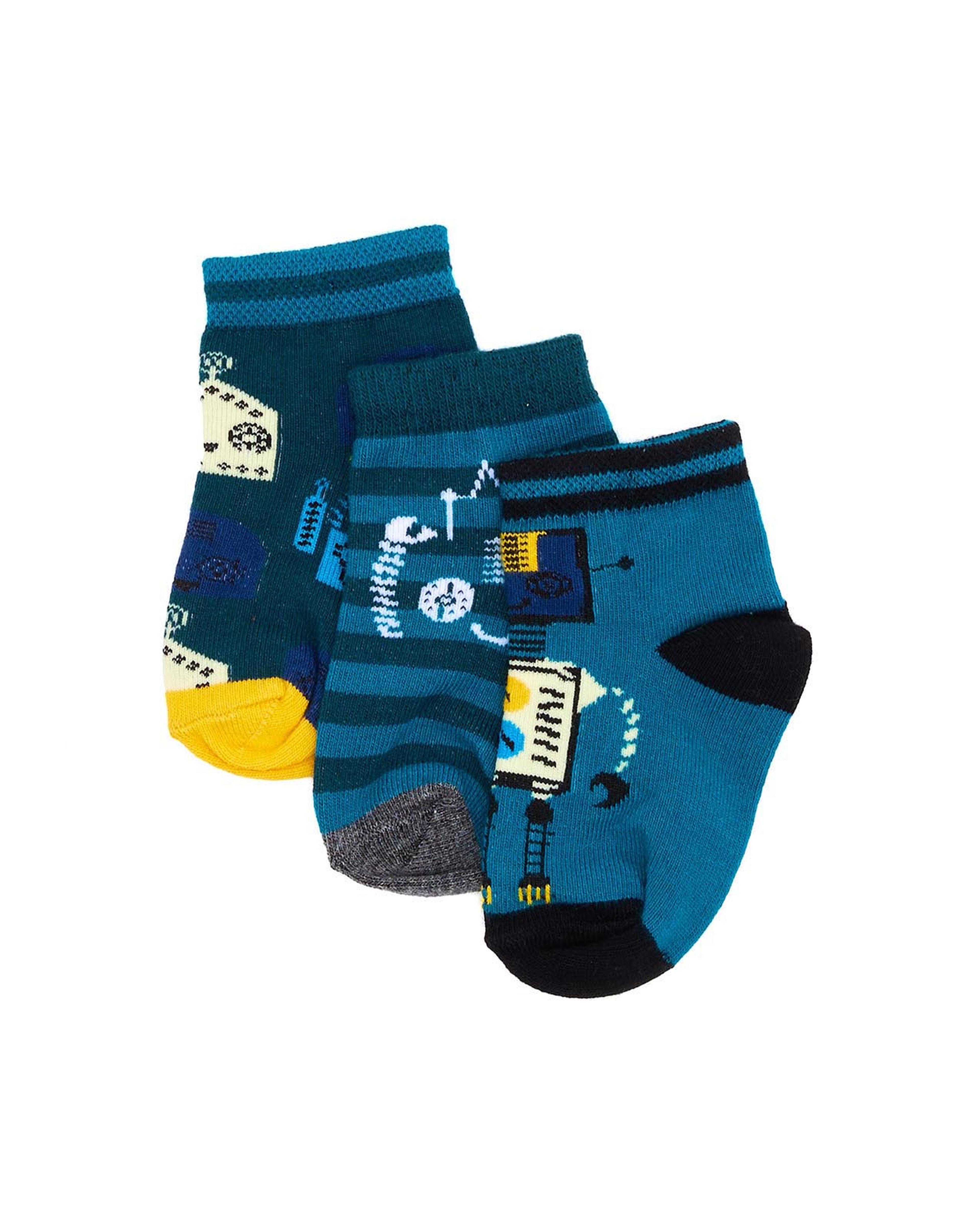 جوارب بطول الكاحل بطبعة - 3 أزواج