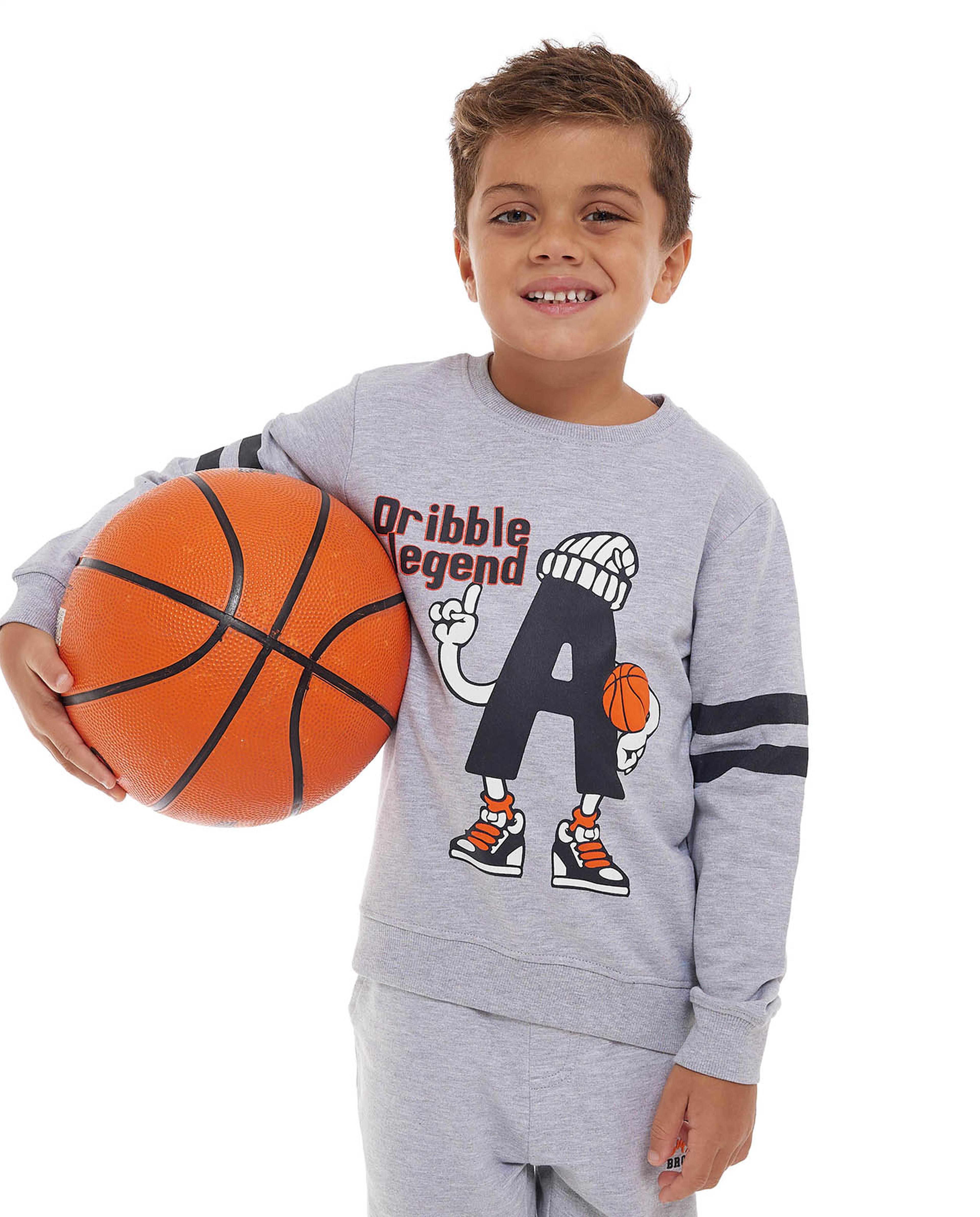 سويتشيرت بطبعة بياقة دائرية بأكمام طويلة