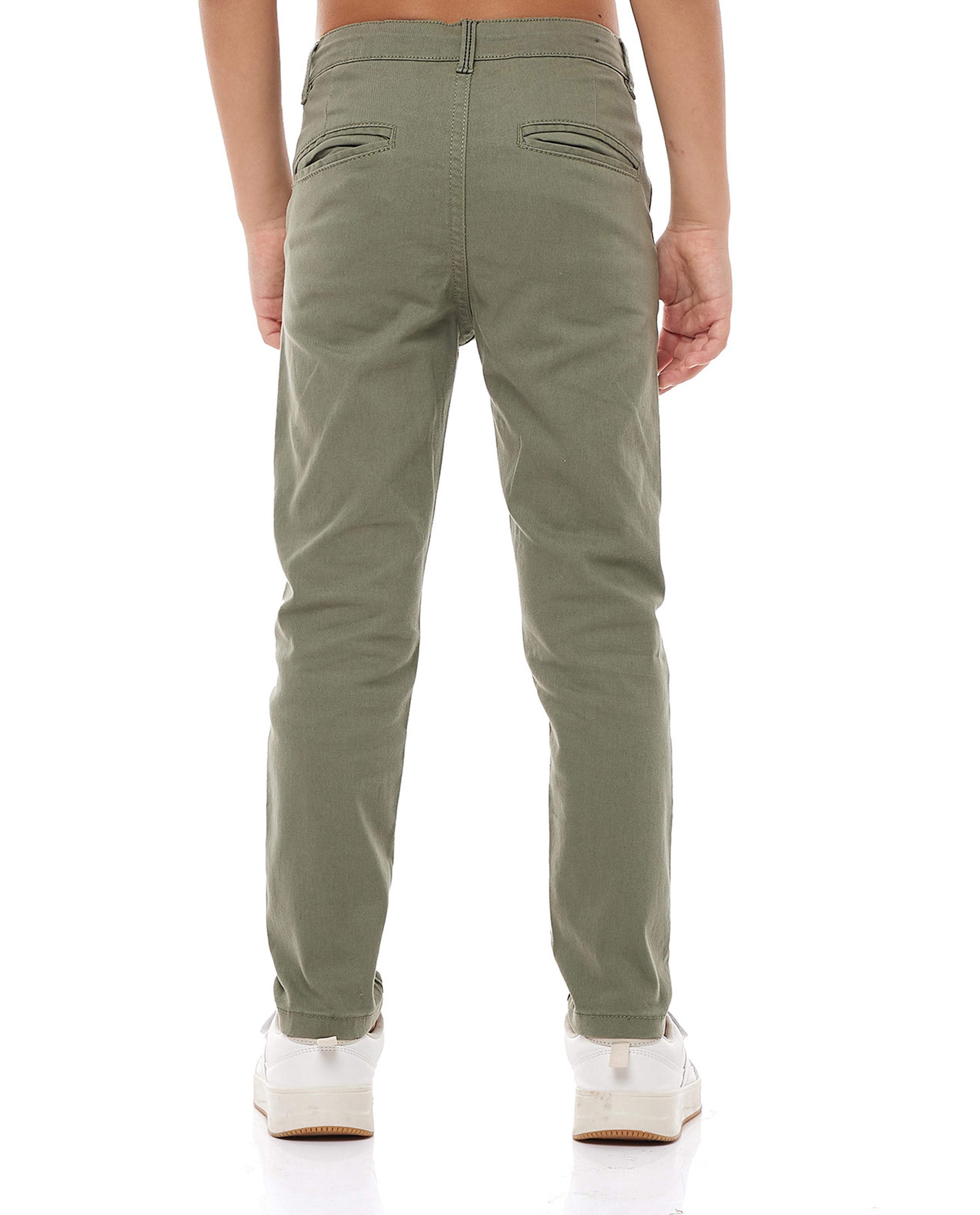 بنطال ضيق سادة بأزرار