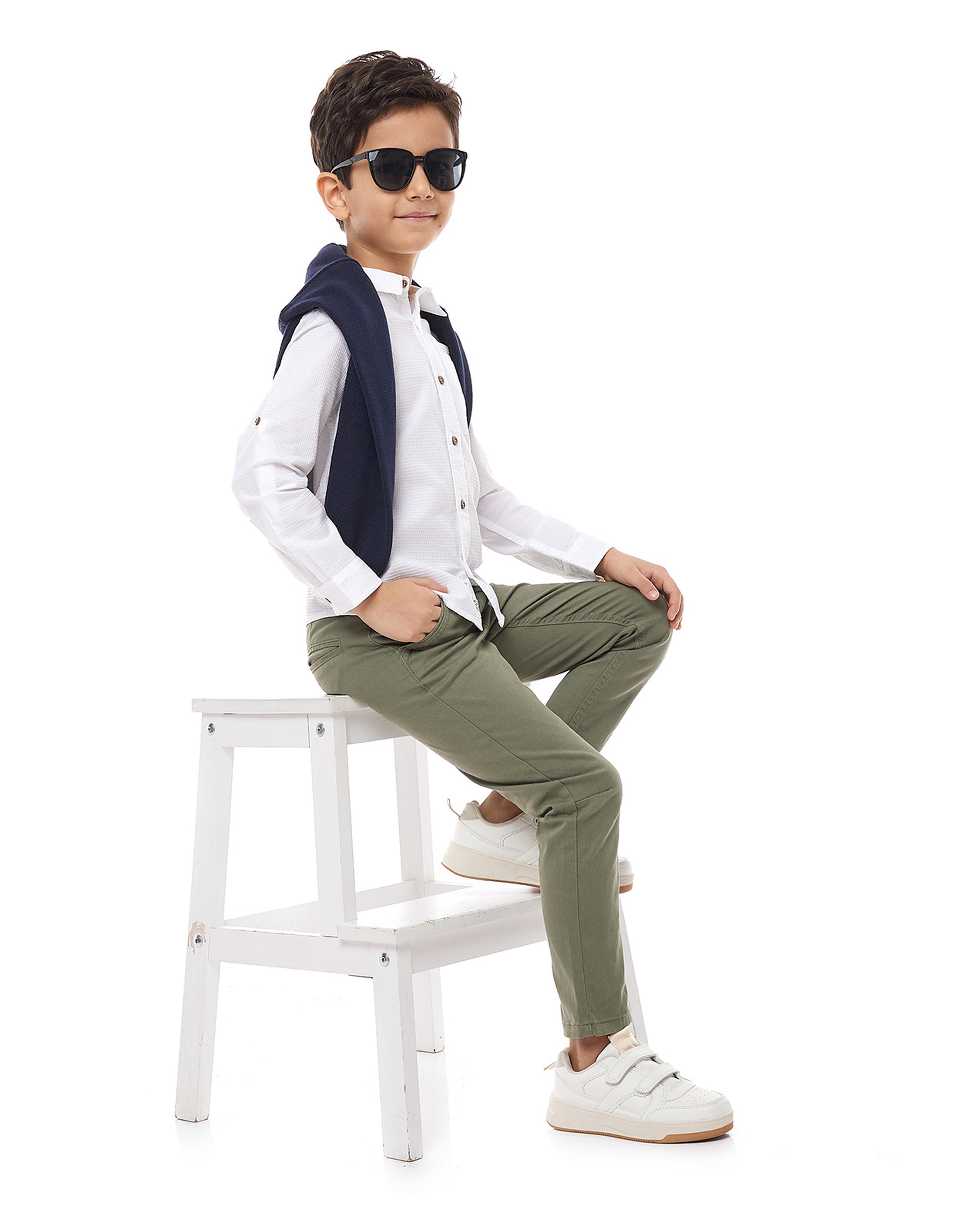 بنطال ضيق سادة بأزرار