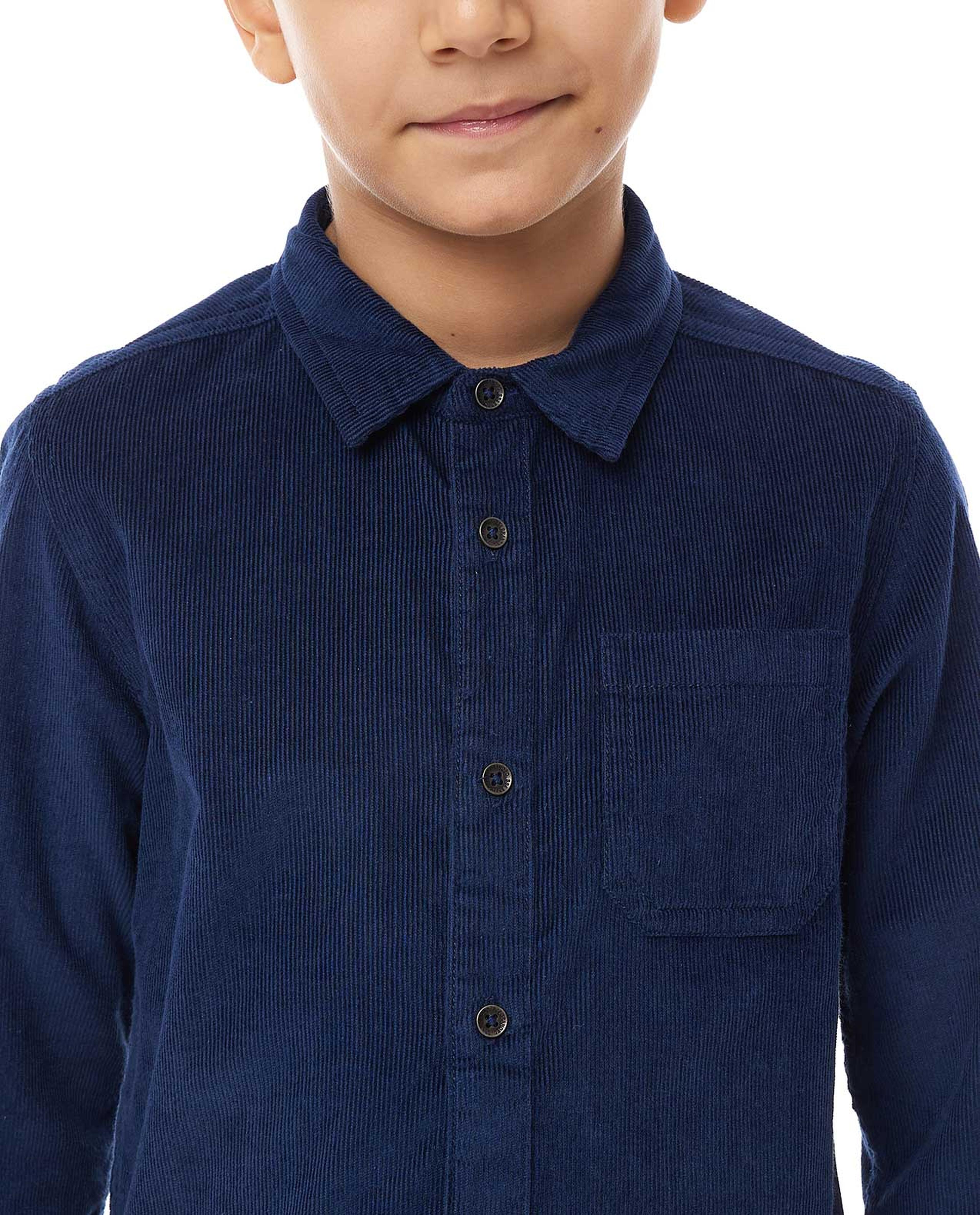 قميص بأكمام طويلة بياقة كلاسيكية سادة