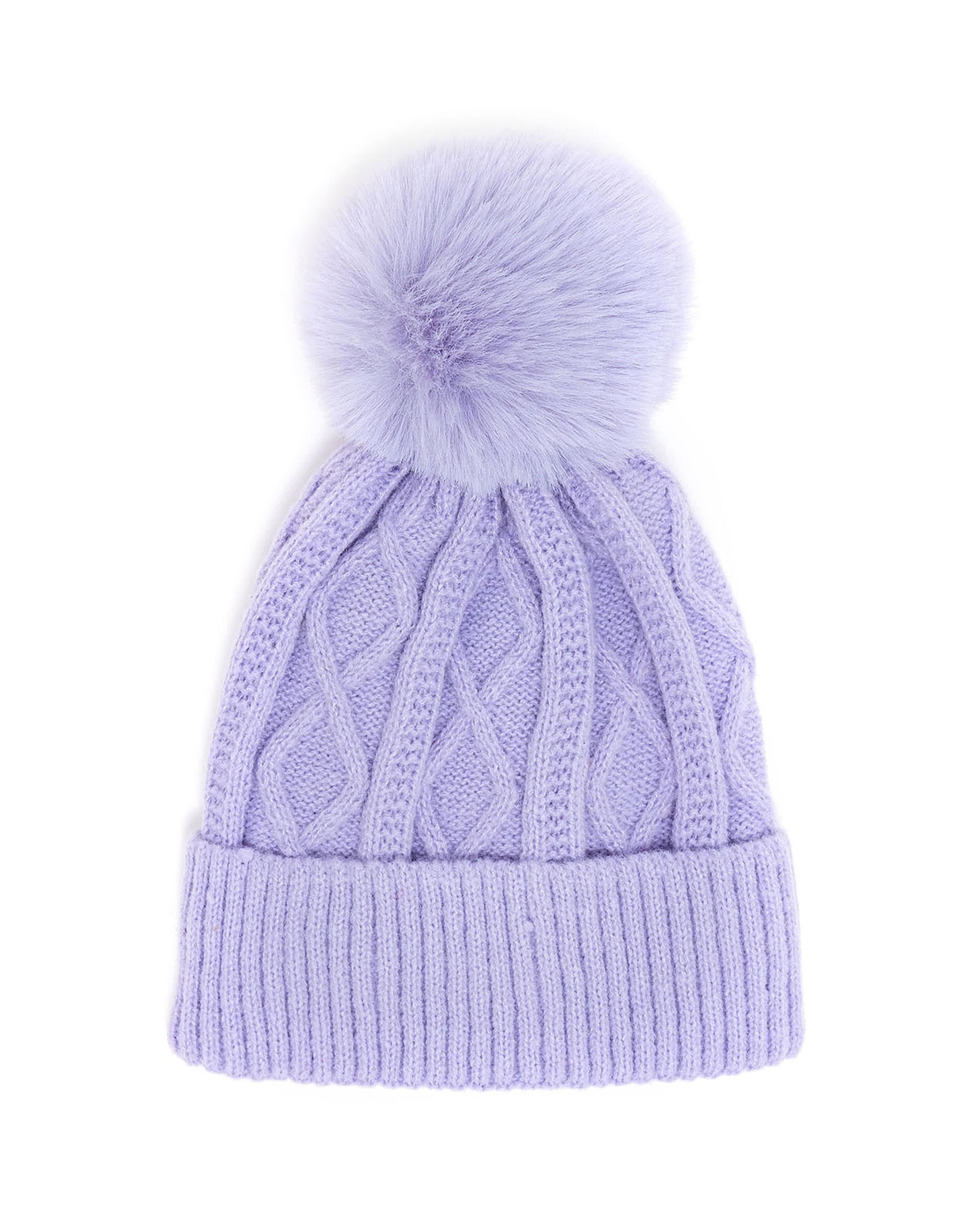 Cable Knit Beanie with Pom-Pom