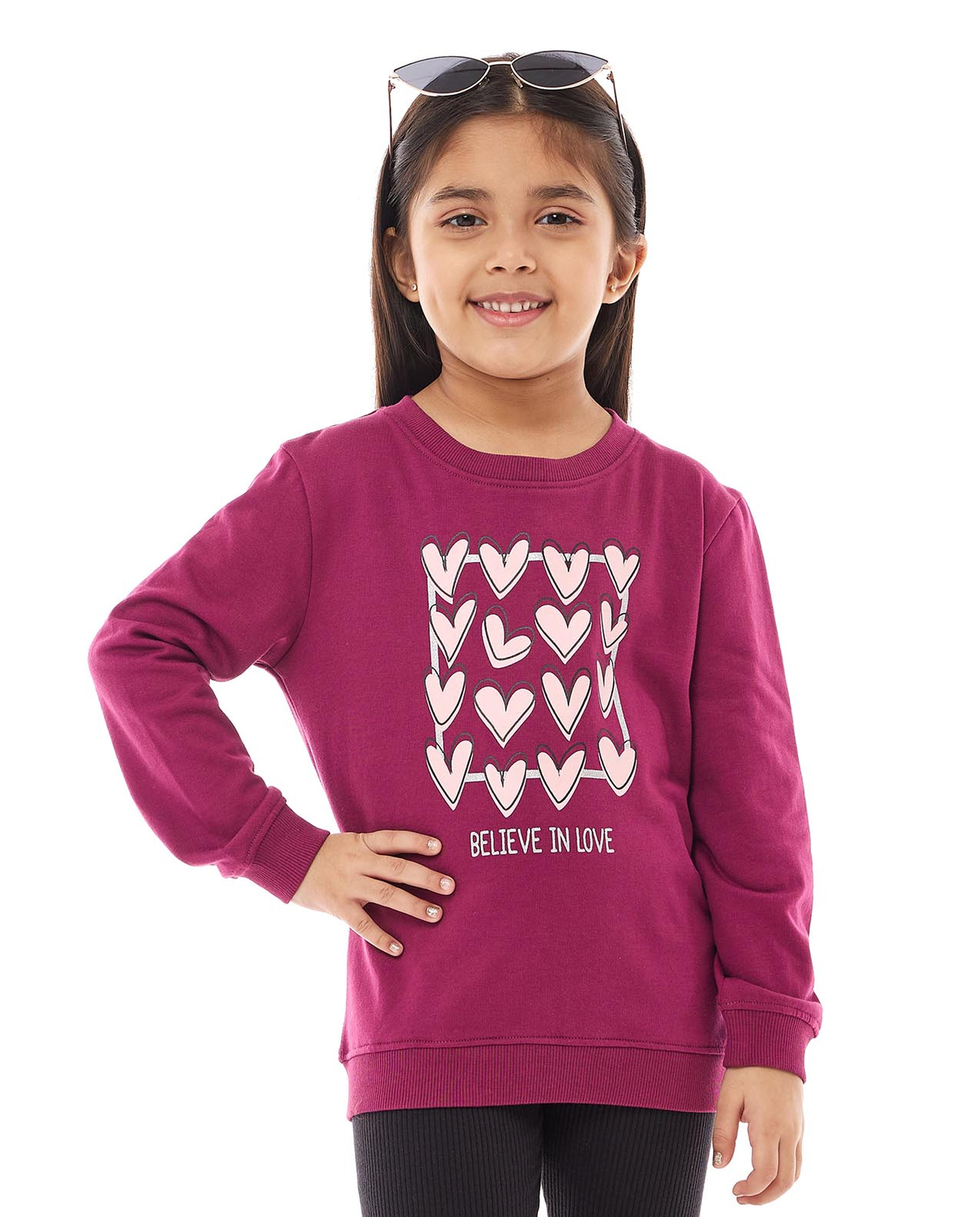 Graphic Print Sweatshirt with Crew Neck and Long Sleeves