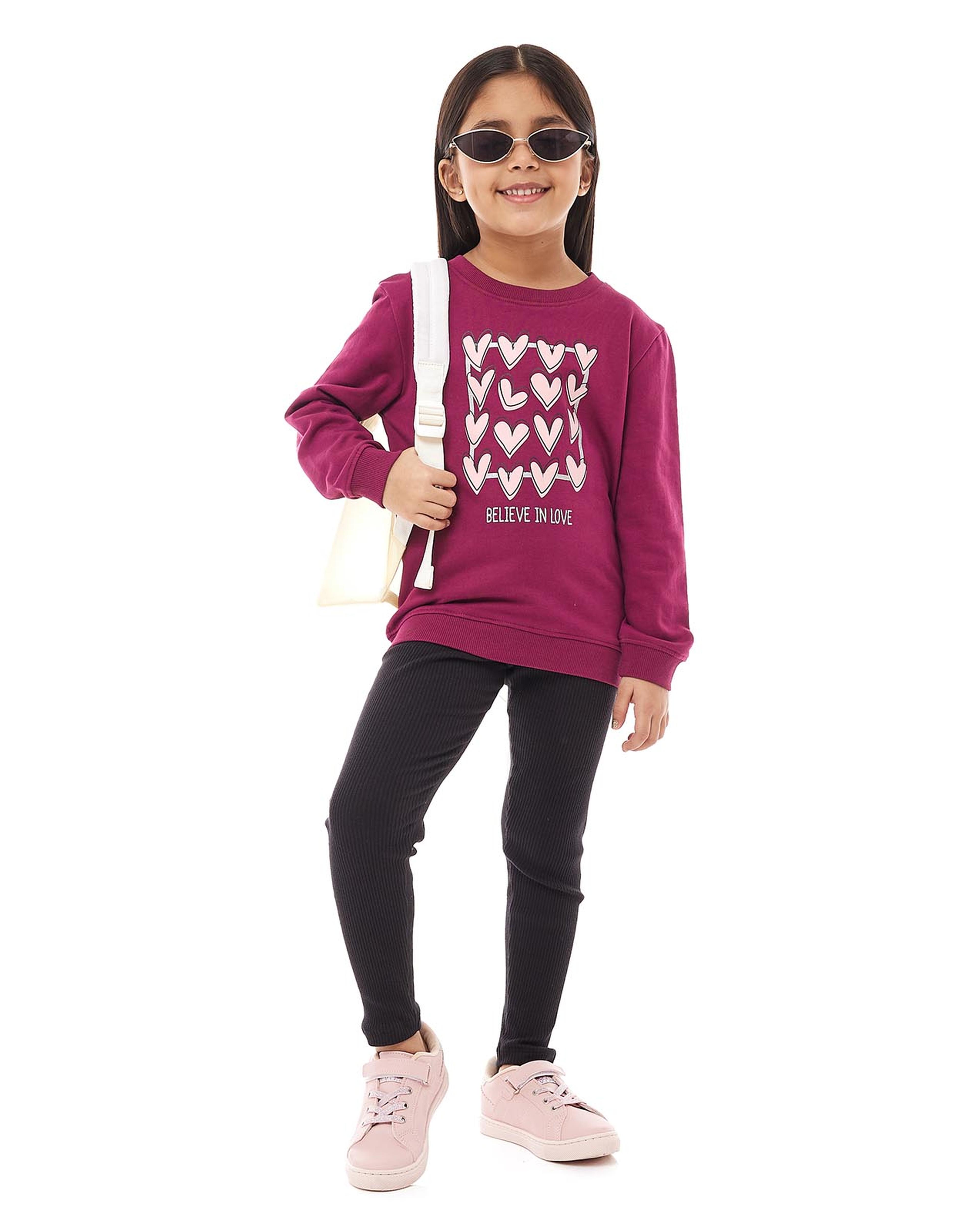 Graphic Print Sweatshirt with Crew Neck and Long Sleeves