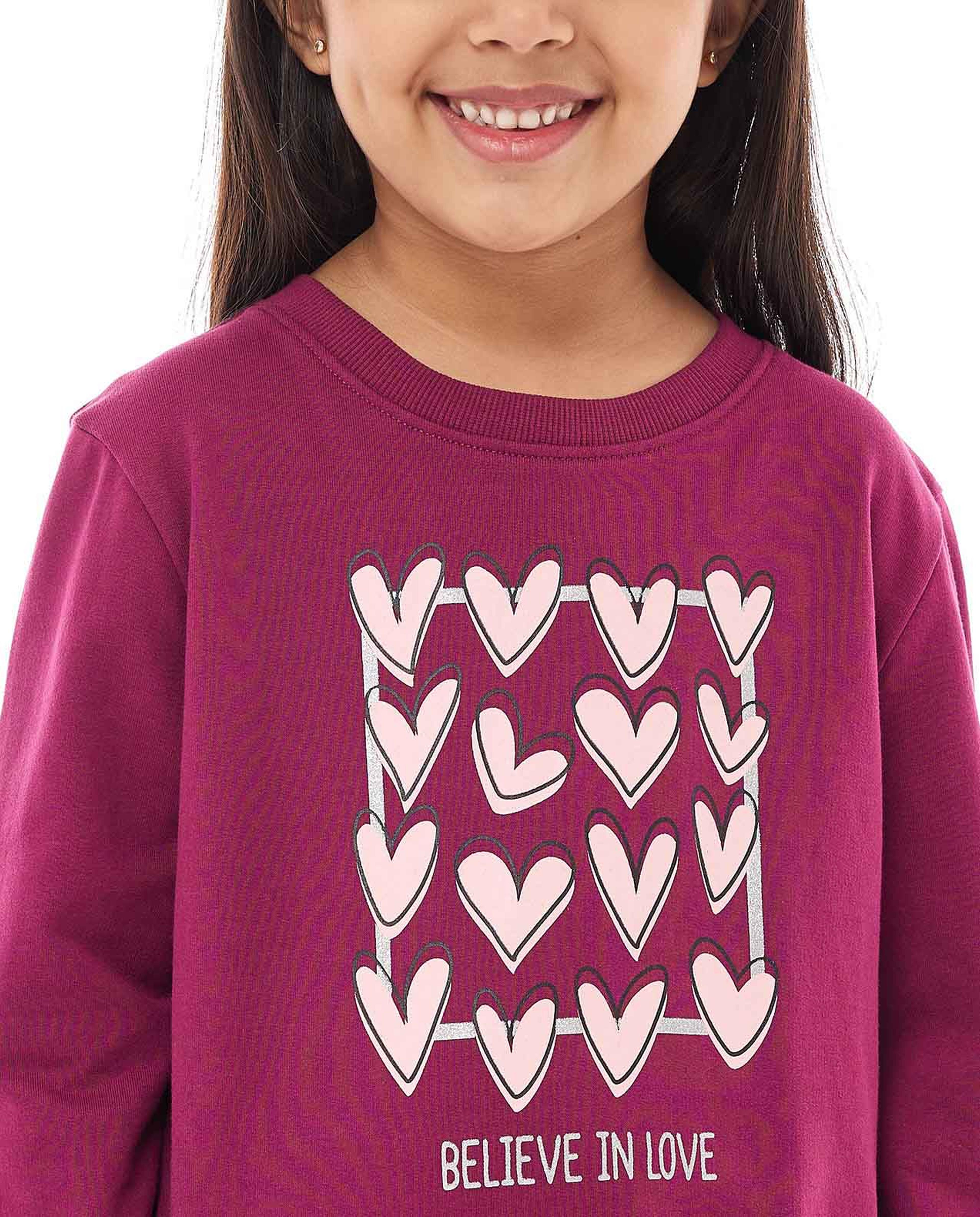 Graphic Print Sweatshirt with Crew Neck and Long Sleeves