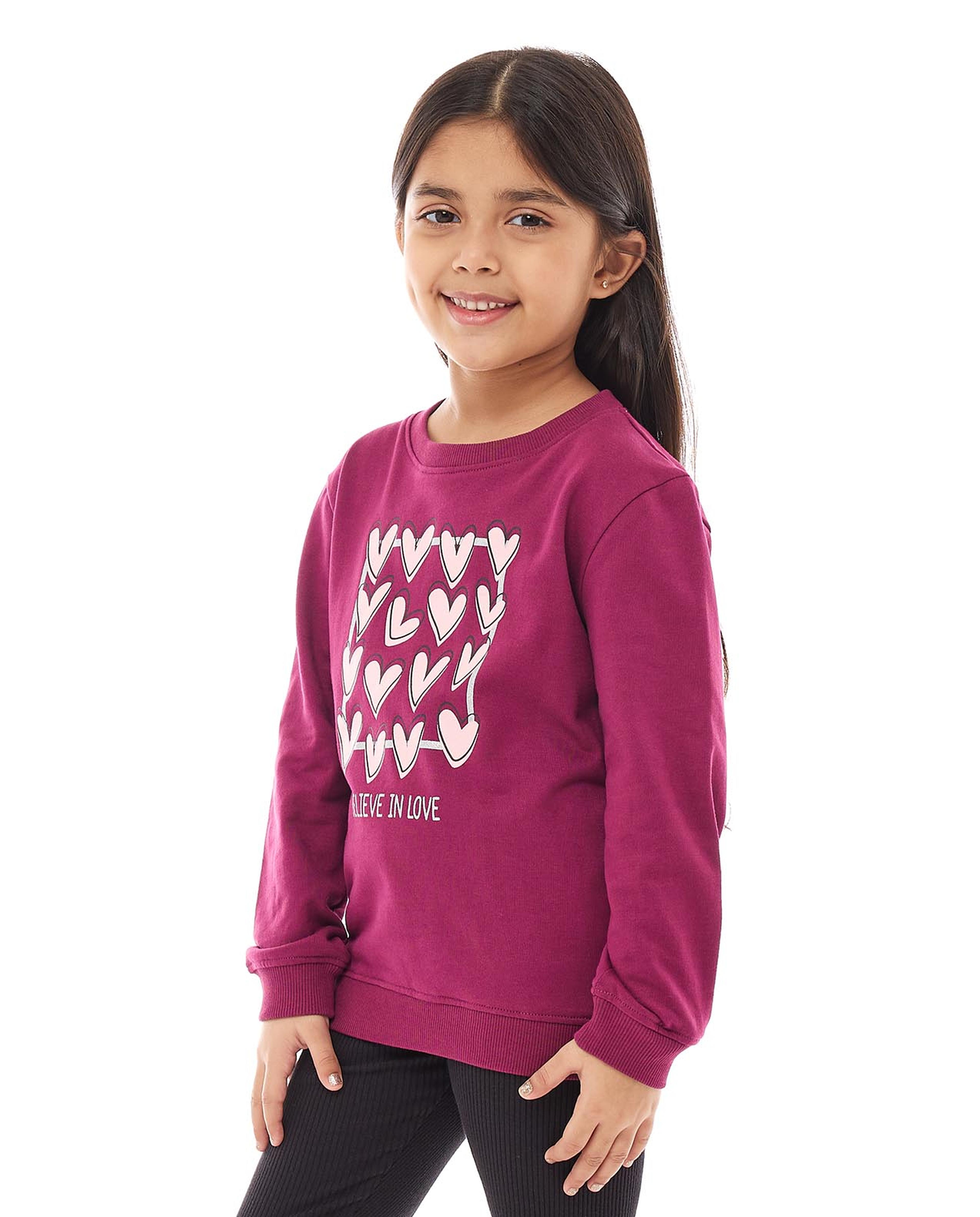 Graphic Print Sweatshirt with Crew Neck and Long Sleeves