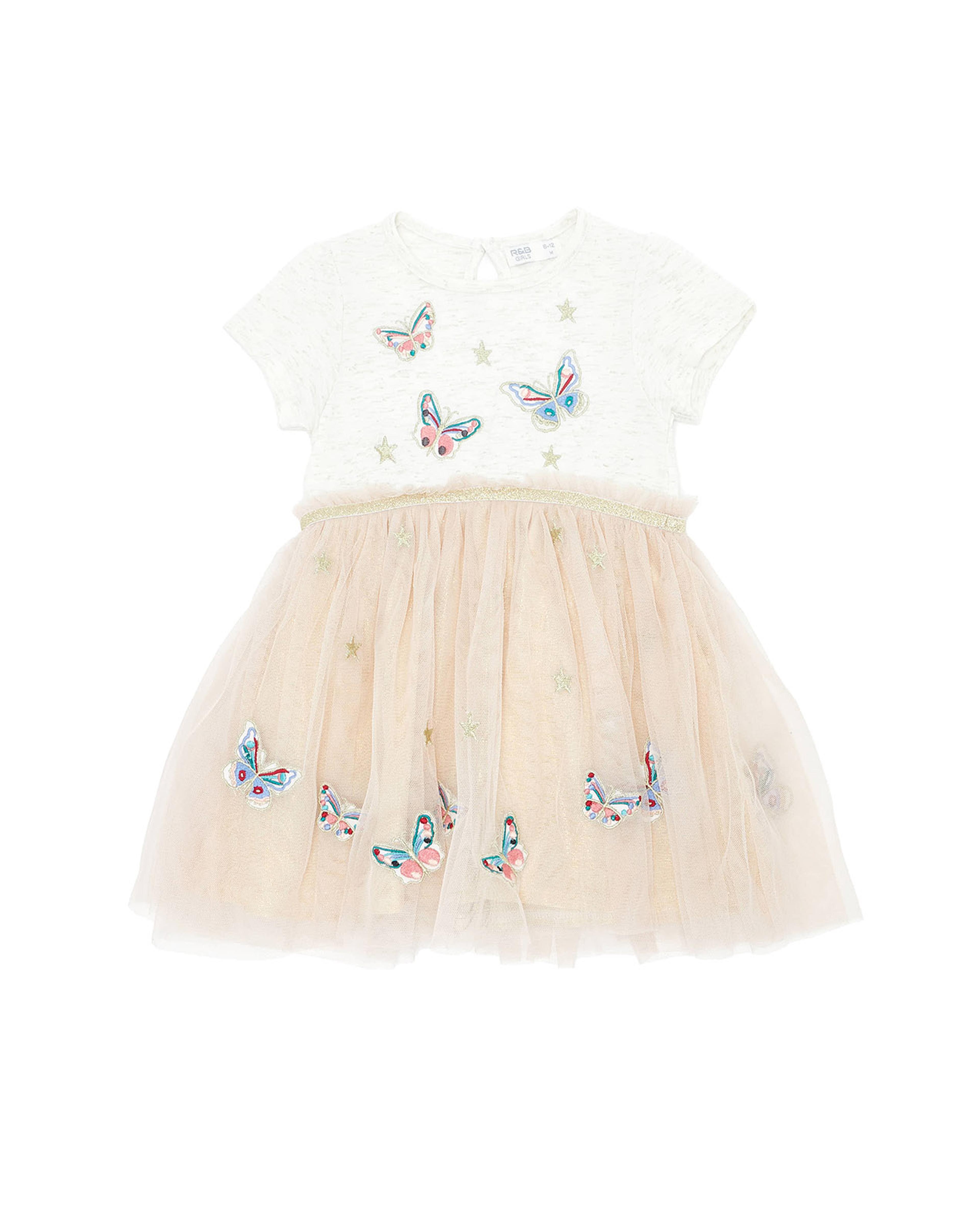 Embroidered Fit and Flare Dress with Short Sleeves