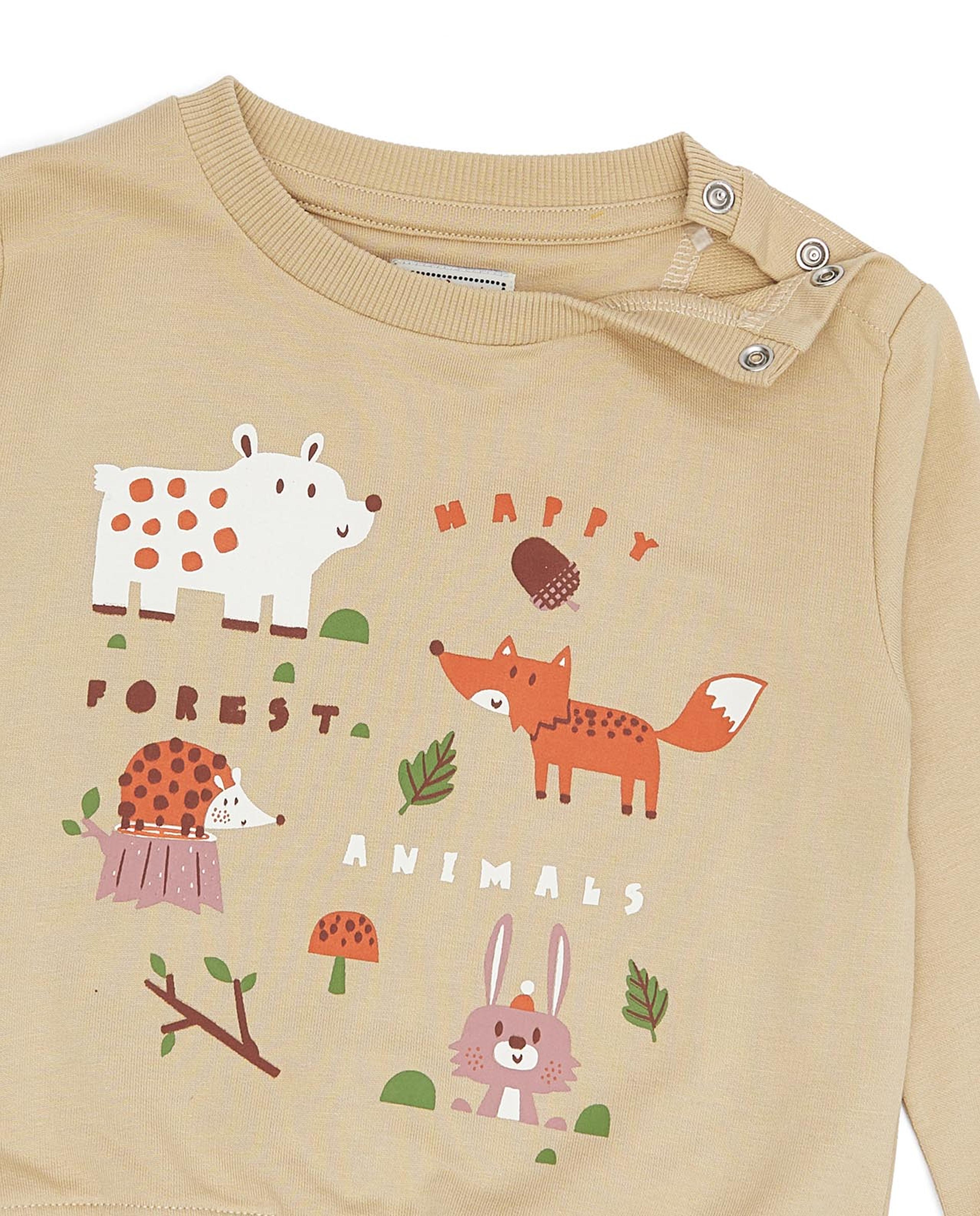 Printed Sweatshirt with Crew Neck and Long Sleeves
