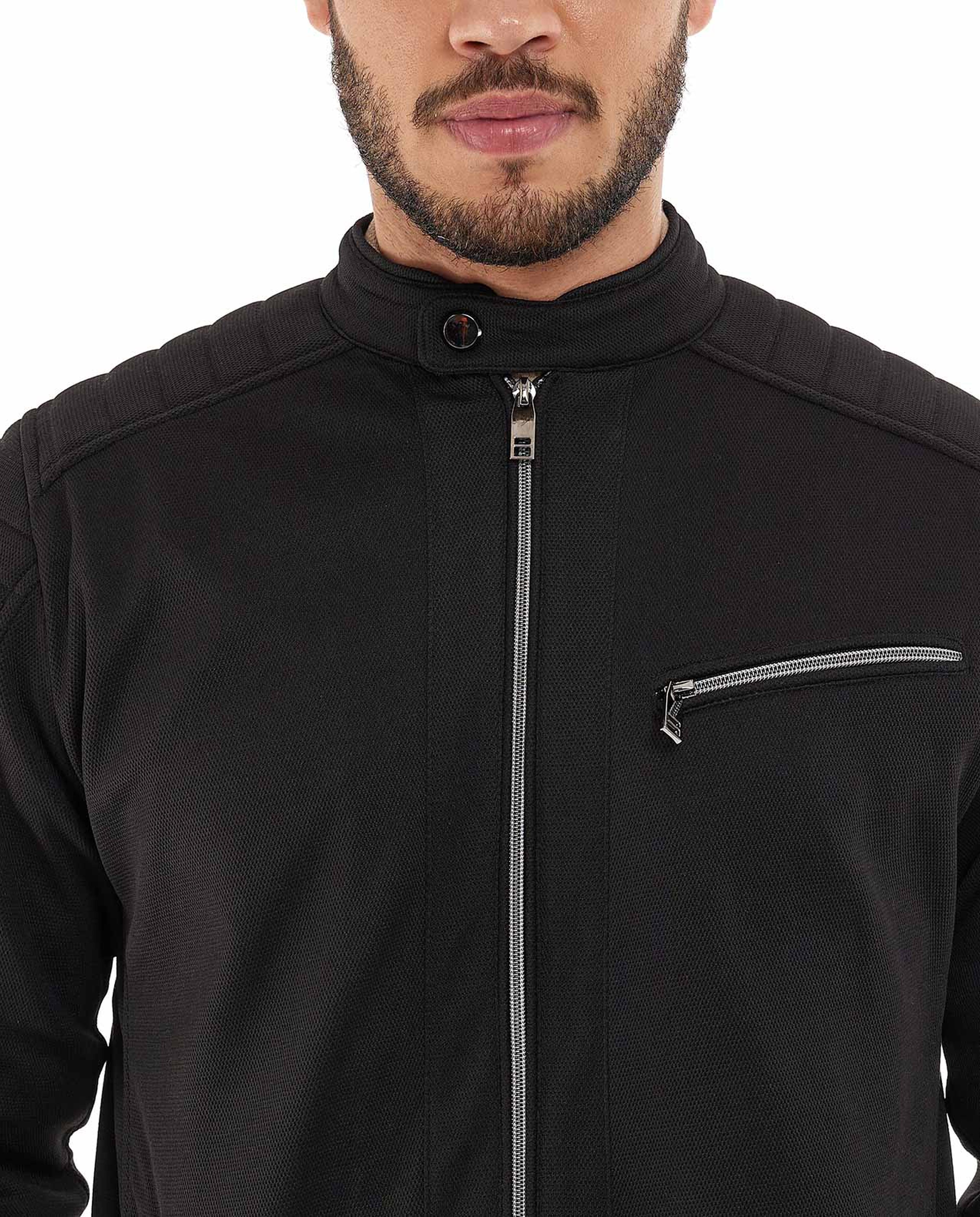 Solid Jacket with Zipper Closure
