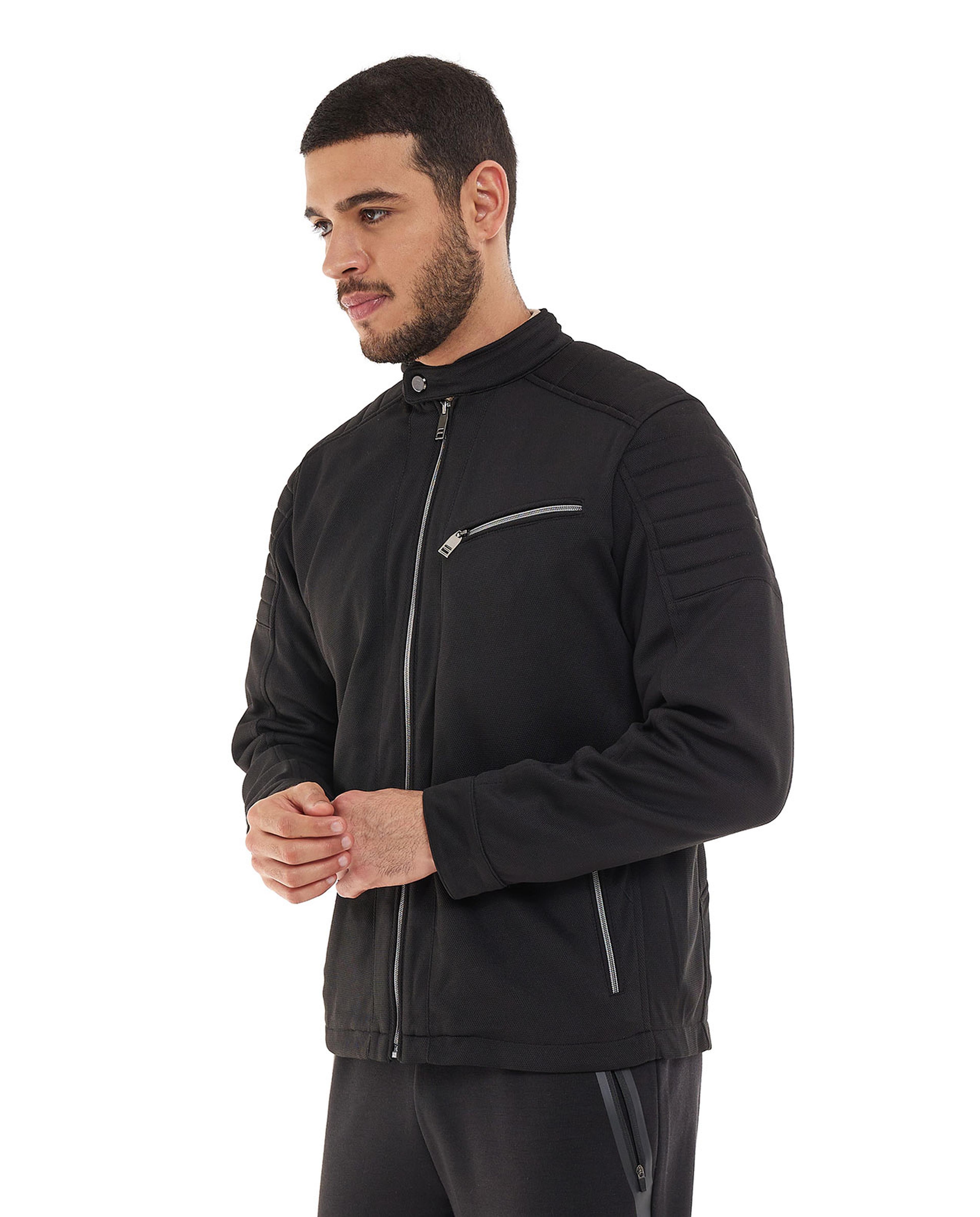 Solid Jacket with Zipper Closure