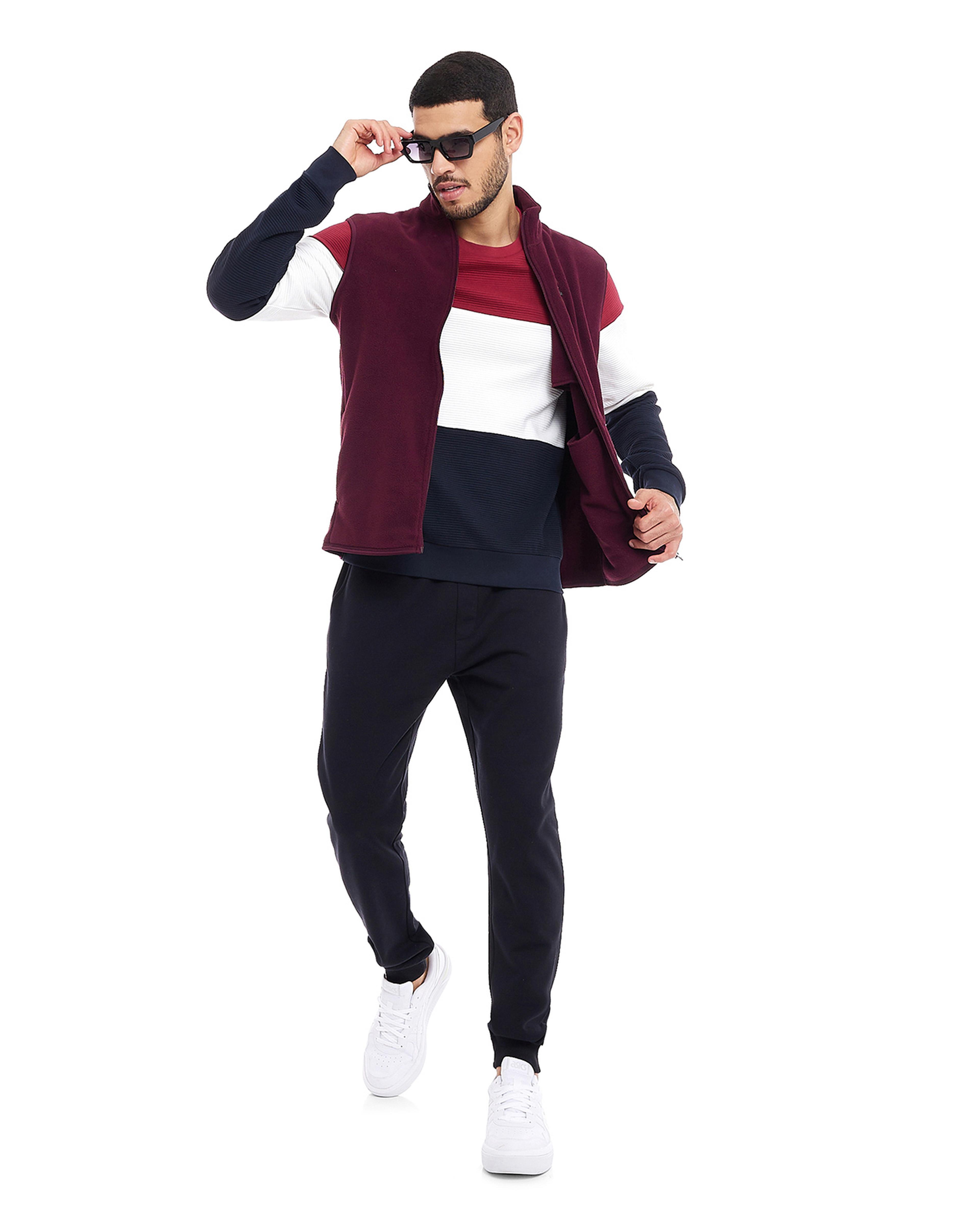 سويتشيرت بأكمام طويلة ورقبة مستديرة بألوان متناسقة