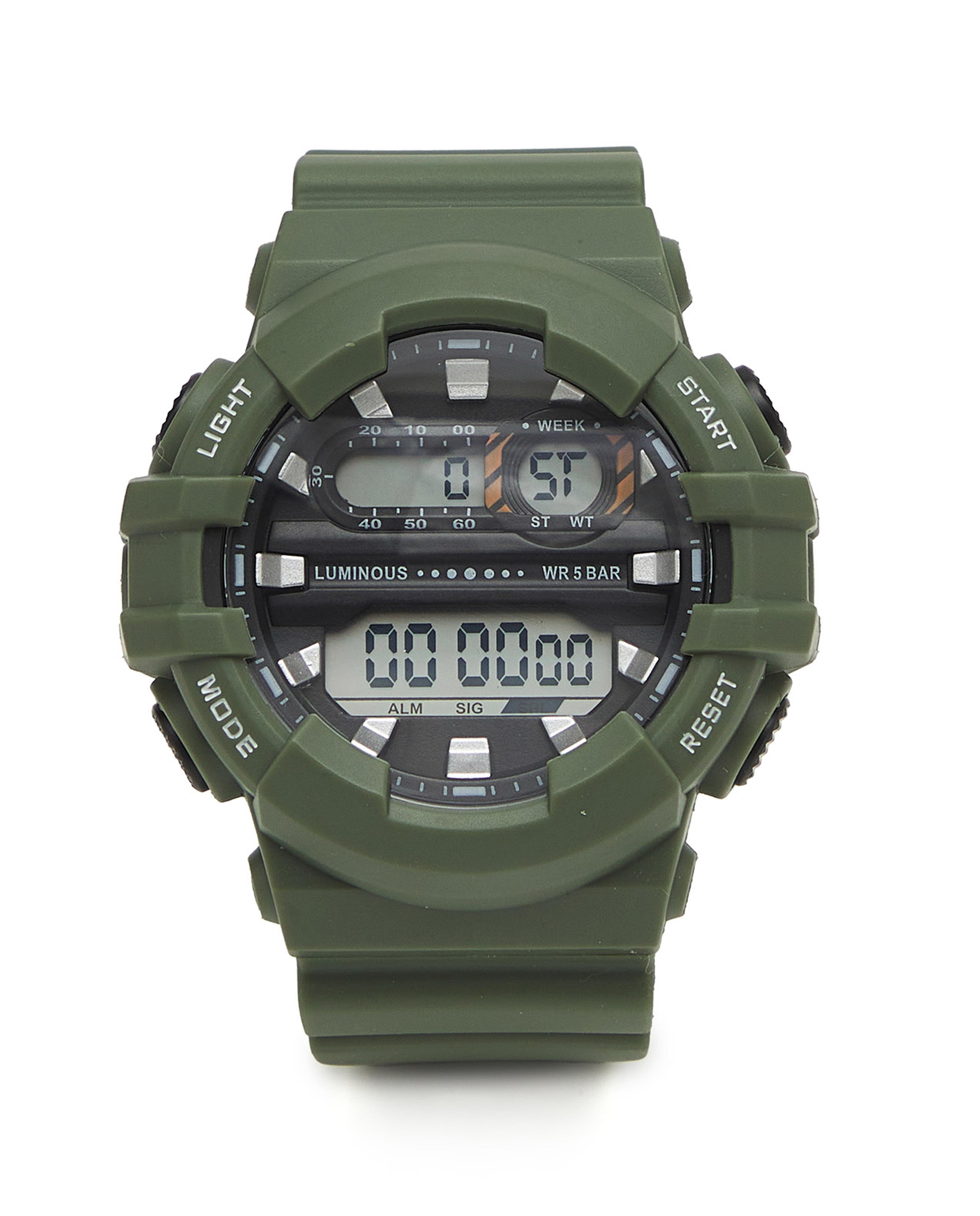 Digital Watch with Buckle Strap
