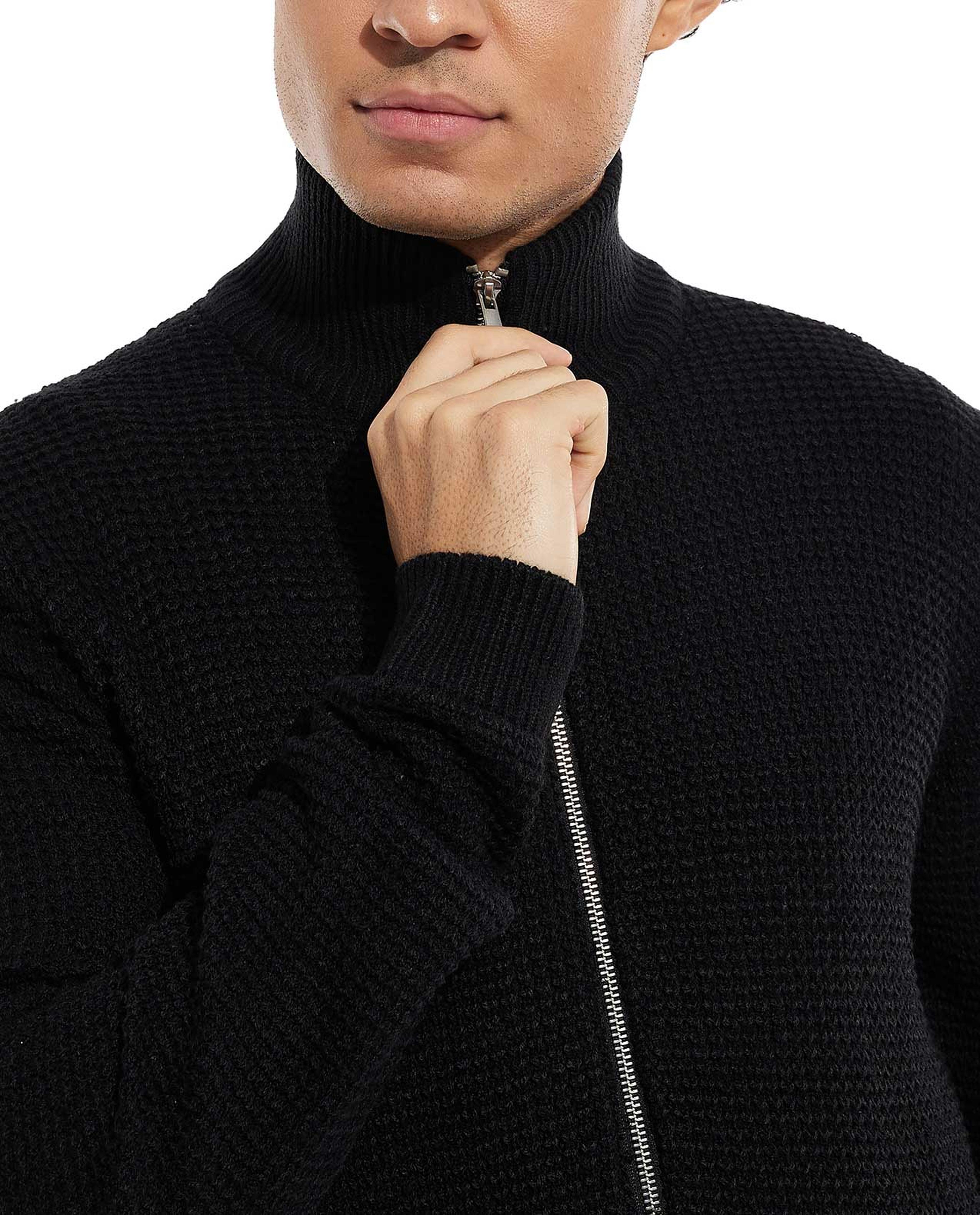 Knitted Sweater with Zipper Closure