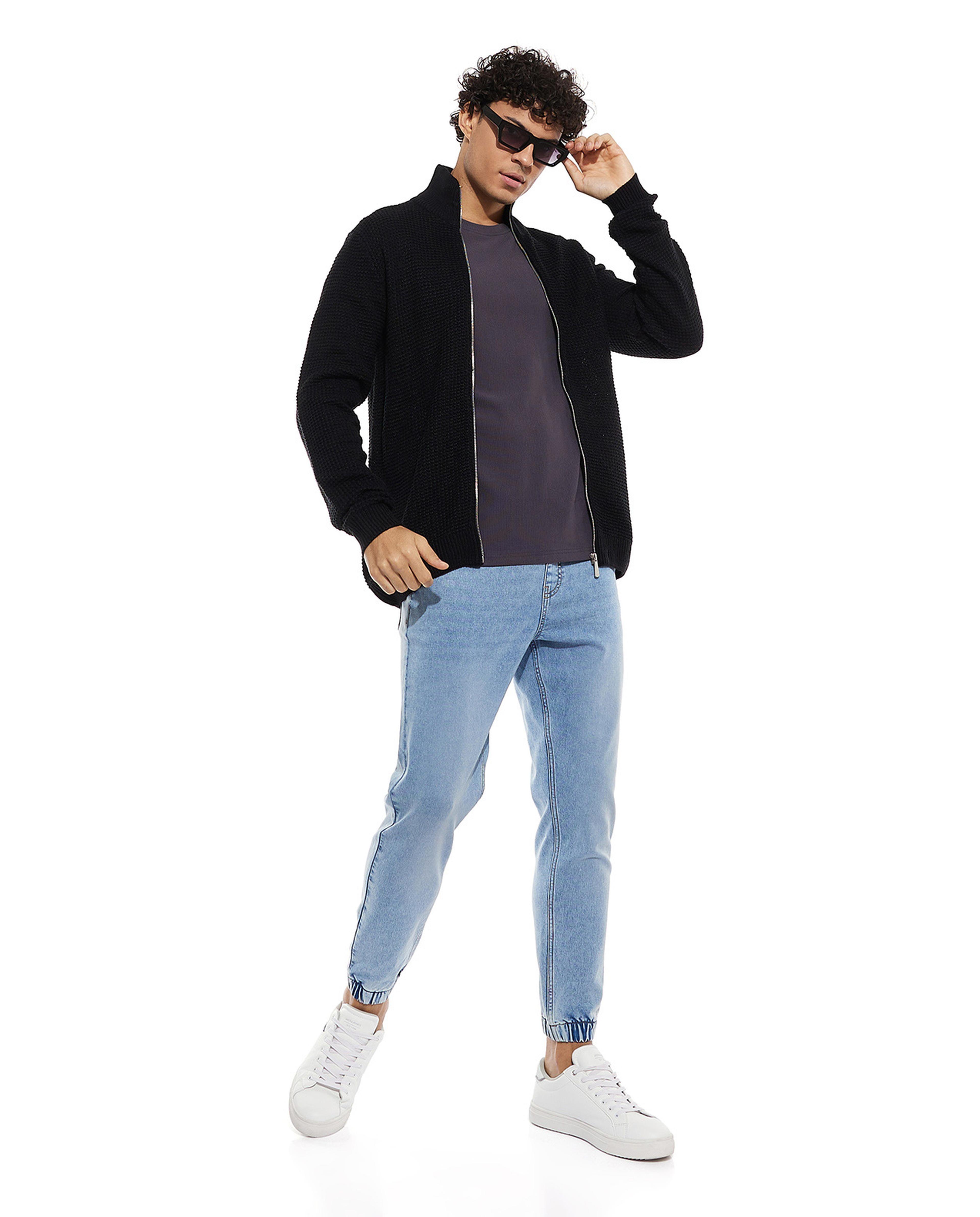 Knitted Sweater with Zipper Closure